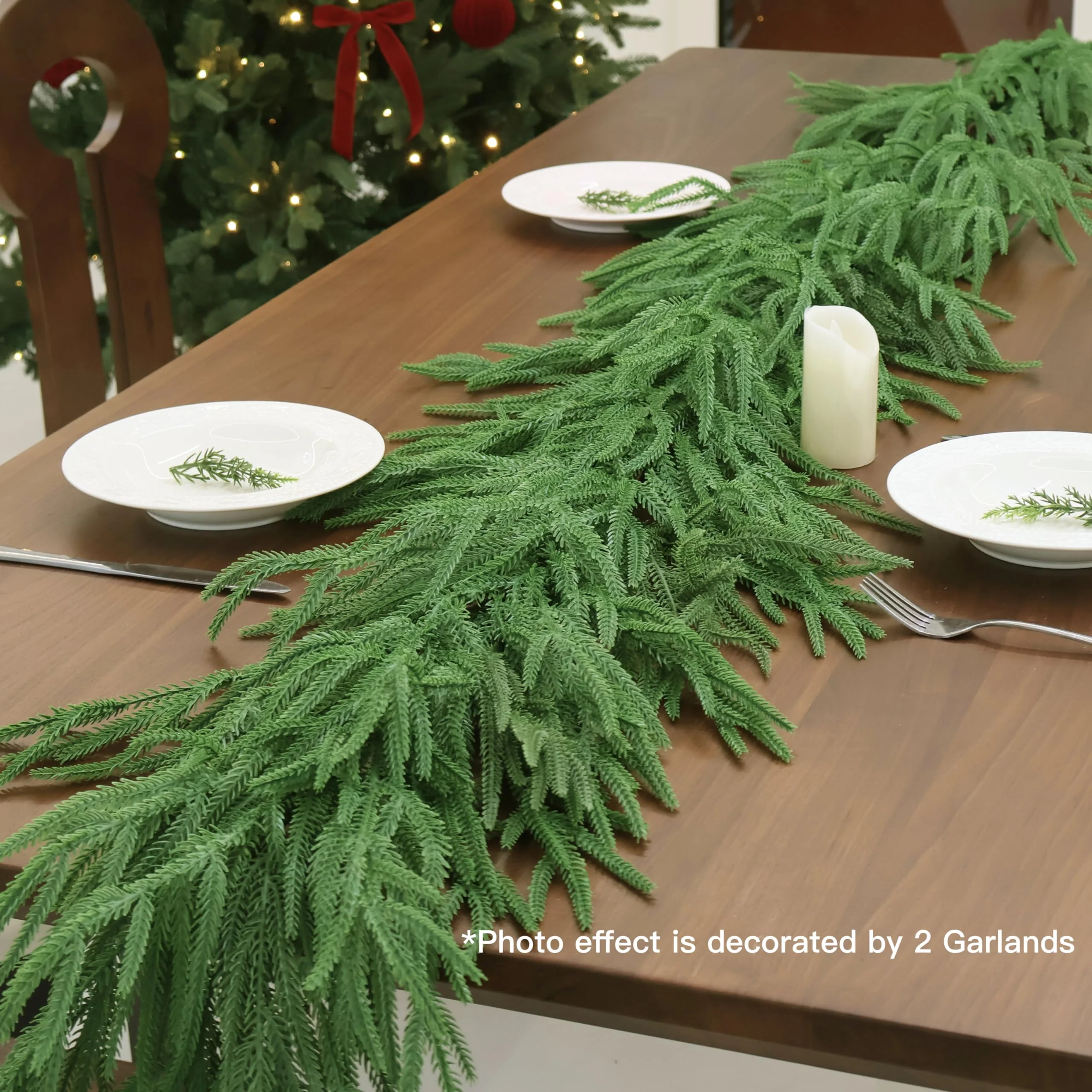 9FT Christmas Garlands Norfolk Pine Garland Real Touch Artificial Faux Greenery Garland for Holiday Indoor Outdoor Decor - Image 5