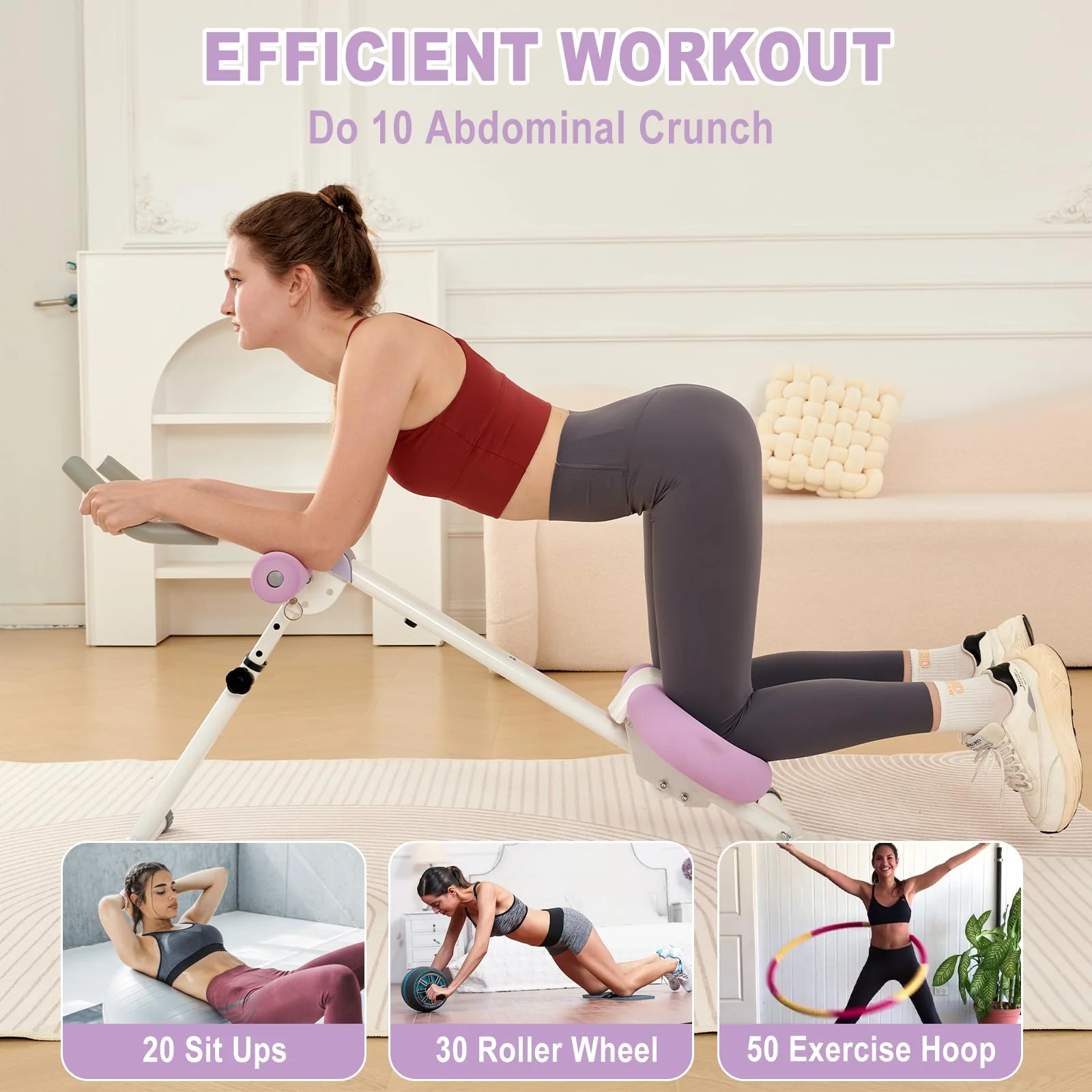 Ab Workout Equipment Abdominal Trainer, Adjustable Ab Machine at Home Gym, Foldable Abdominal Exercise Machine, Core & Ab Trainer Machine for Stomach Workout with LCD Monitor - Image 6