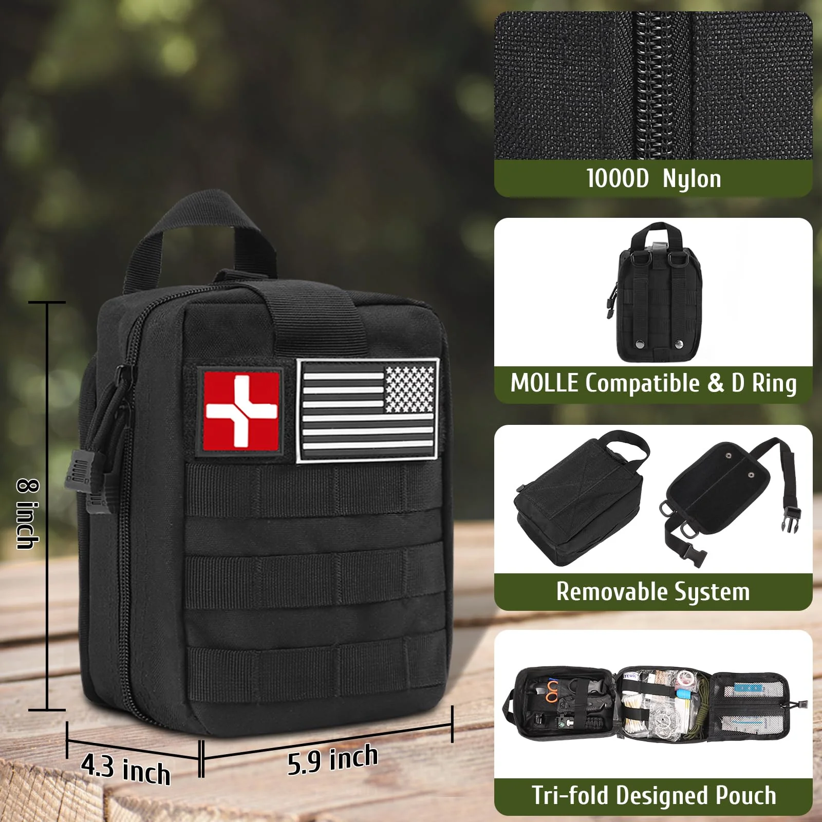 ABPIR 170 PCS Survival Kits, Survival First Aid Kit with Essential Survival Gear Emergency Medical Supplies for Hiking Camping Backpacking Outdoor Adventure, Gifts for Him Dad Men Christmas - Image 6
