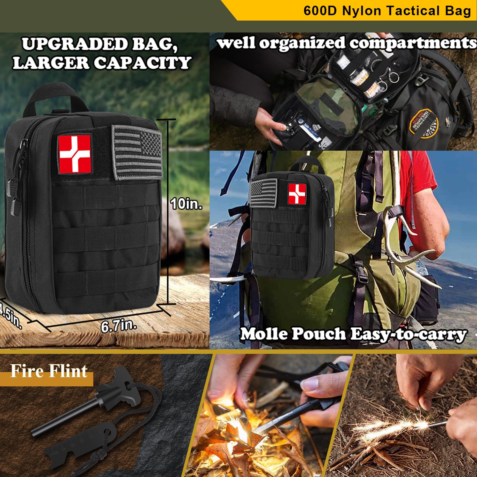 Abpir318 PCS Emergency Survival Kit, Survival Gear and Equipment First Aid Kit Med Supplies for Vehicles Travel Car Camping Hiking Disaster Preparedness, Gifts for Christmas Birthday Him Men - Image 4