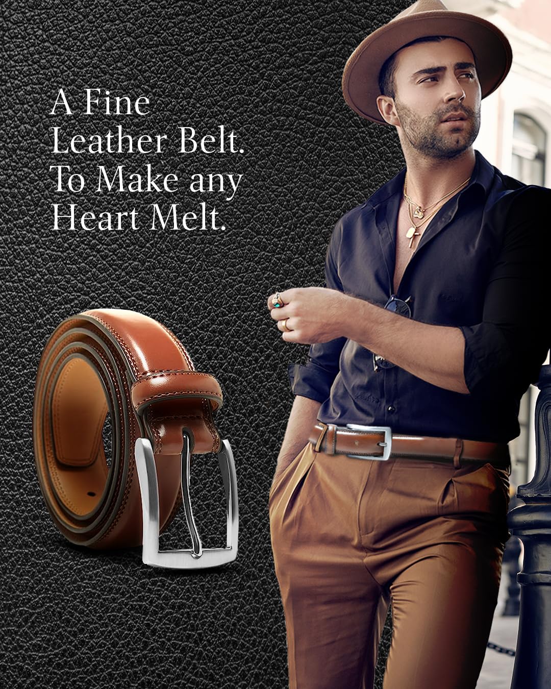 Access Denied Genuine Leather Dress Belts For Men - Mens Belt For Suits, Jeans, Uniform Brown Belt - Designed in the USA - Holiday Christmas Gifts For Men - Image 2