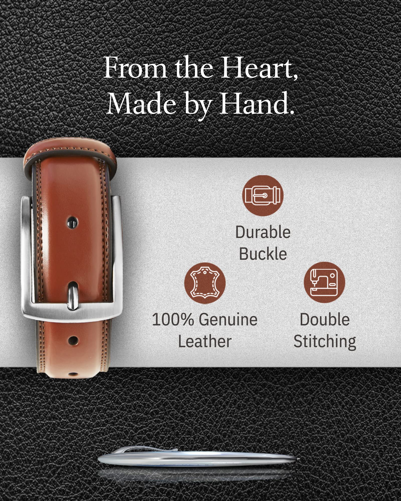 Access Denied Genuine Leather Dress Belts For Men - Mens Belt For Suits, Jeans, Uniform Brown Belt - Designed in the USA - Holiday Christmas Gifts For Men - Image 5