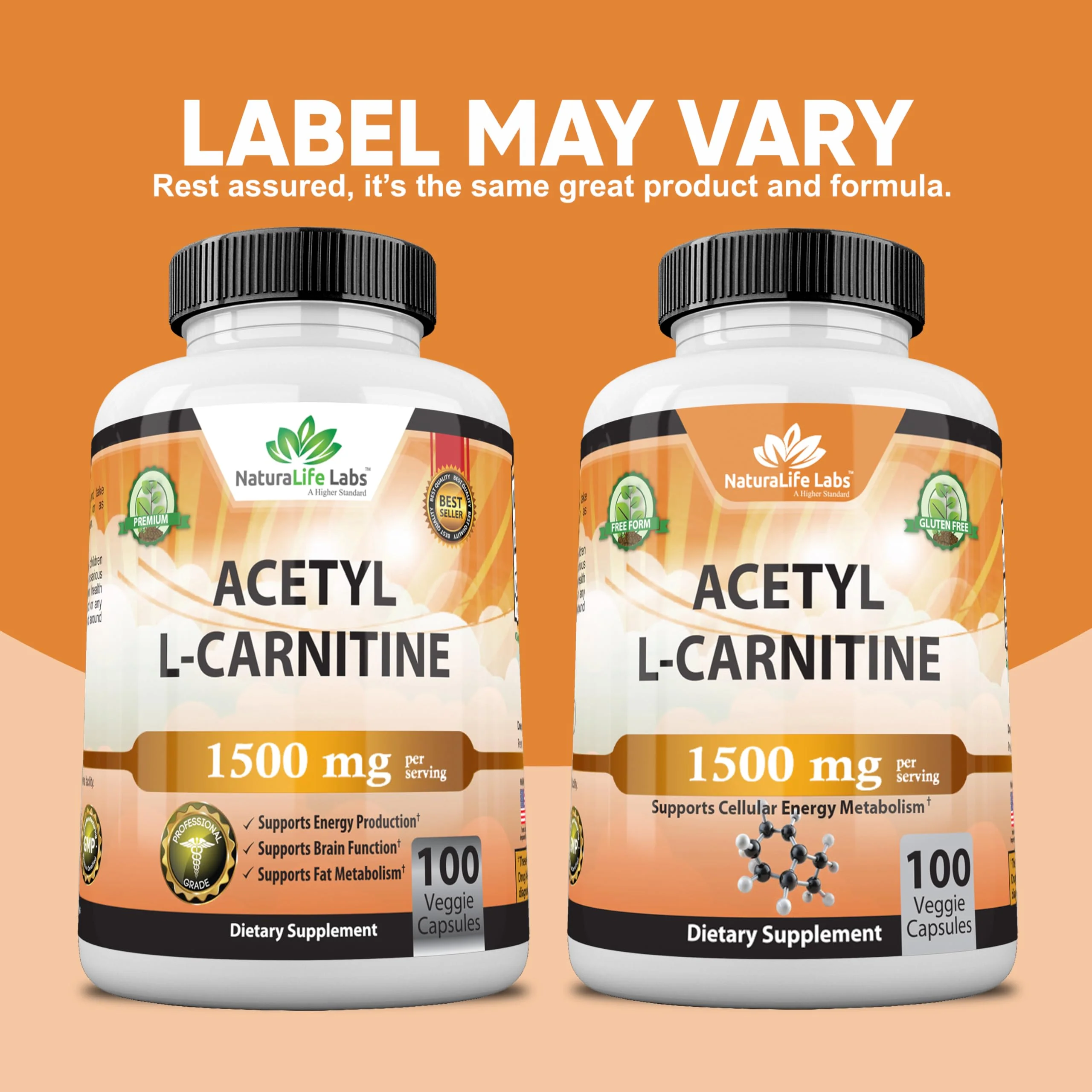 Acetyl L-Carnitine 1,500 mg High Potency Supports Energy Production, Sports Nutrition, Supports Memory/Focus - 100 Veggie Capsules - Image 4