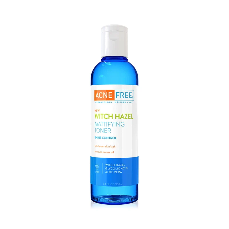 AcneFree Witch Hazel Mattifying Toner With Glycolic Acid, Aloe Vera, 8 Ounce - Pack of 2