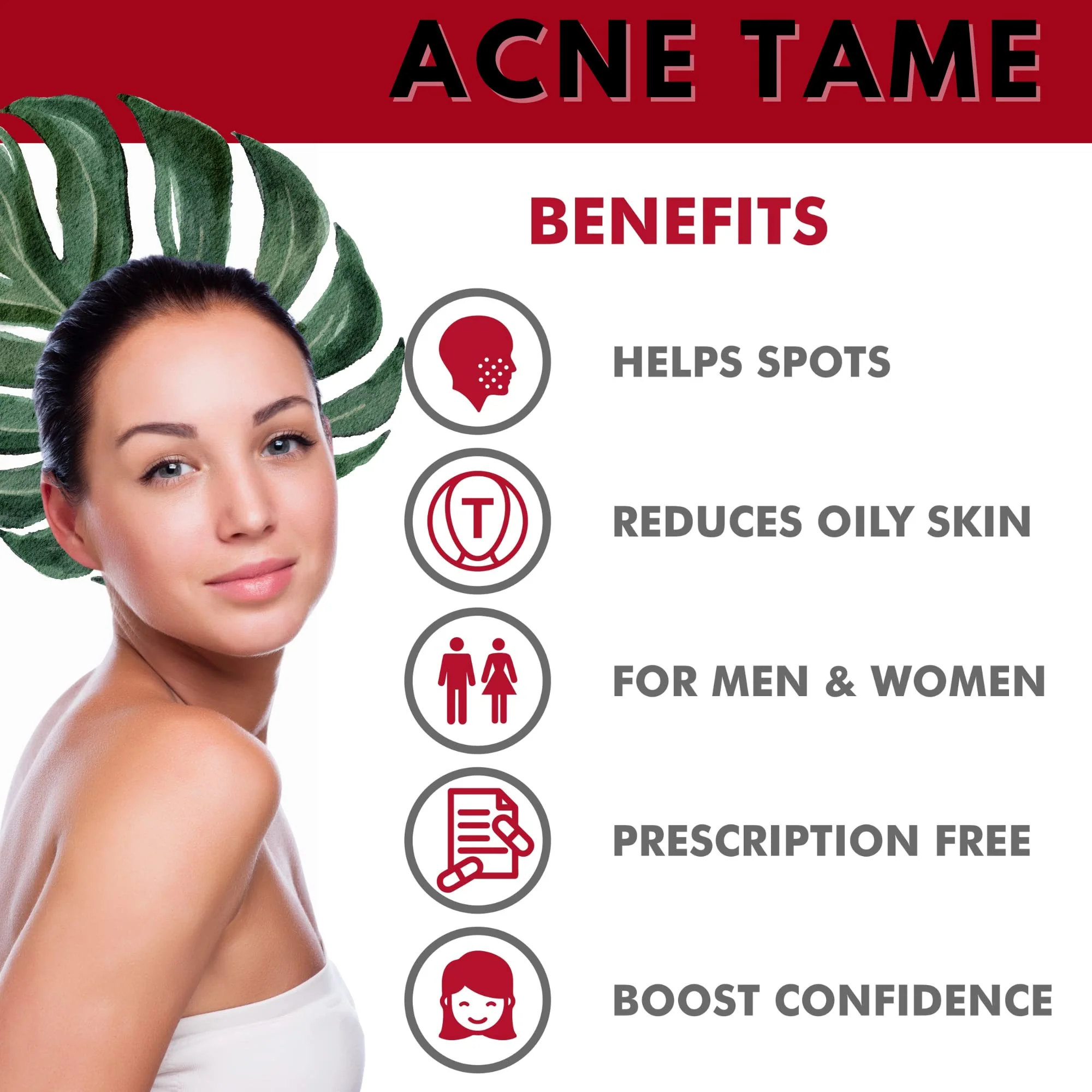 Acnetame Acne Pills- Acne Tame Supplement- Clear Skin Vitamins Pill for Oily Skin Treatment, Hormonal Blemishes, Anti Spots & Cystic Acnes Supplements for Women, Men, Teens & Adults- 60 Oral Tablets - Image 4