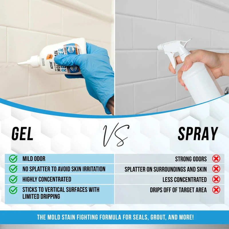 ACTIVE Mold Stain Remover Gel Cleaner - ACTIVE Heavy Duty Stain Cleaner for Front Loader Washing Machine Seal, Bathroom Grout, Shower, Caulk - Front Load Washer Cleaning Solution - 7 Fl Oz - Image 7