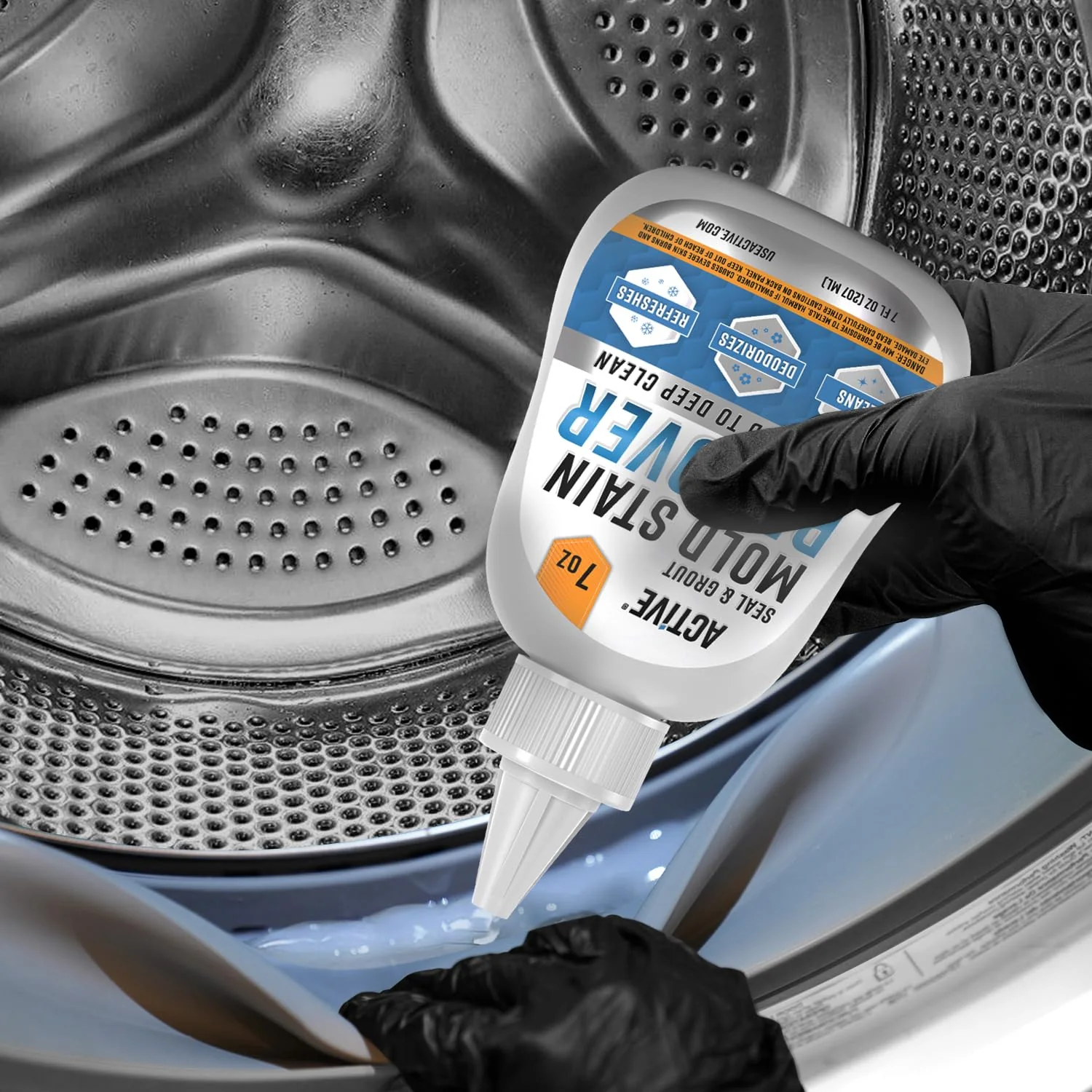 ACTIVE Mold Stain Remover Gel Cleaner Heavy Duty Stain Cleaner for Front Loader Washing Machine Seal, Bathroom Grout, Shower, Caulk - Front Load Washer Cleaning Solution - 7 Fl Oz - Image 6