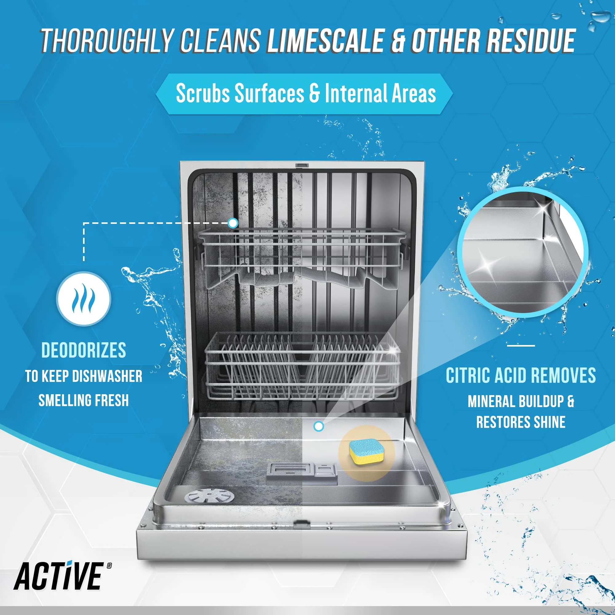 ACTIVE Washing Machine And Dishwasher Cleaning Tablets Bundle - Includes 12 Month Supply Dishwasher Cleaner Deodorizer & Washing Machine Descaler Deep Cleaning Tablets - 48 Tablet Set - Image 5