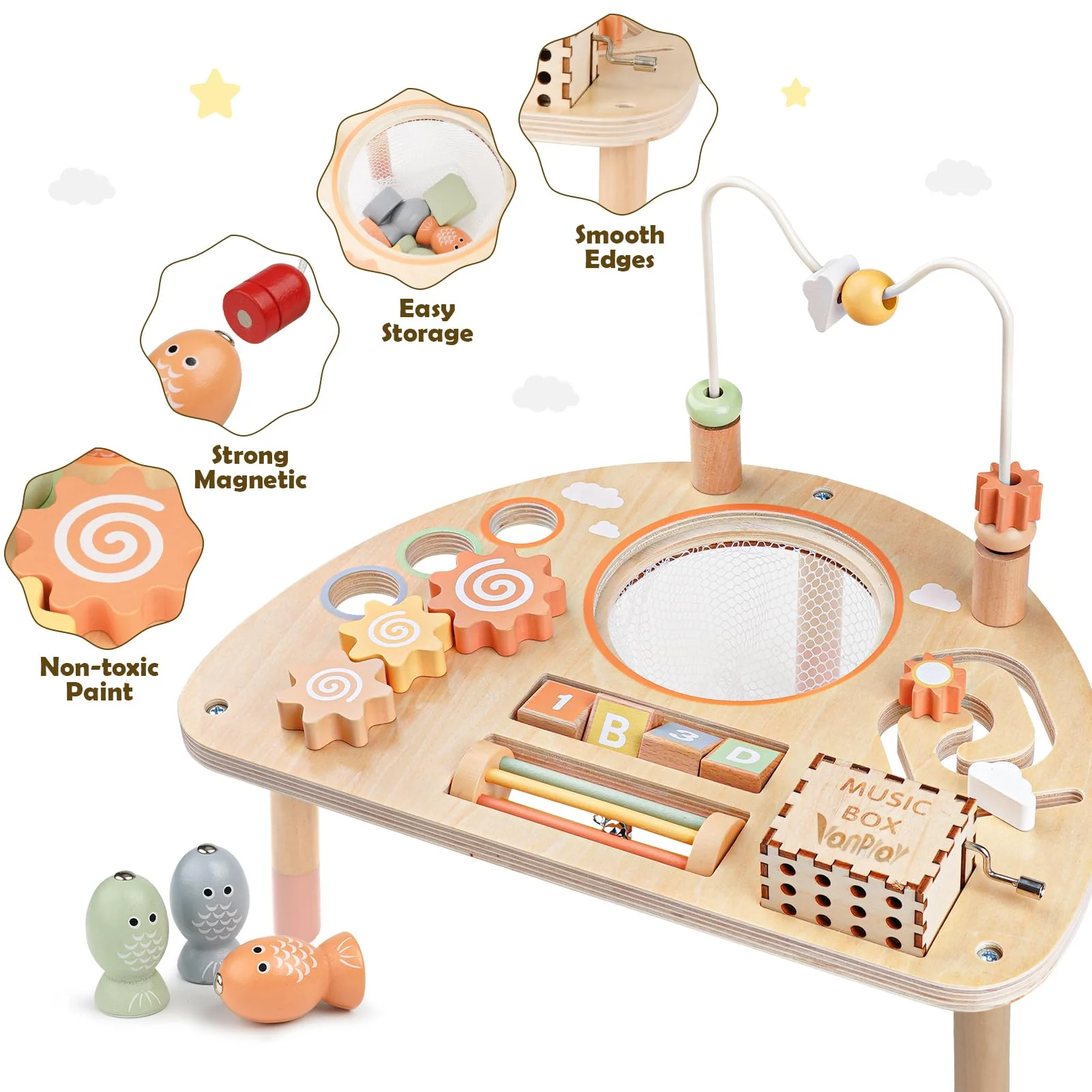 Activity Table for 1 Year Old, Montessori Toys for 1 2 Year Old Girls Boy Gifts, 8 in 1 Wooden Sensory Play Table for Toddler 1-3, Learning Toys for Baby 12-18 Months 1st Christmas Birthday Gifts - Image 5