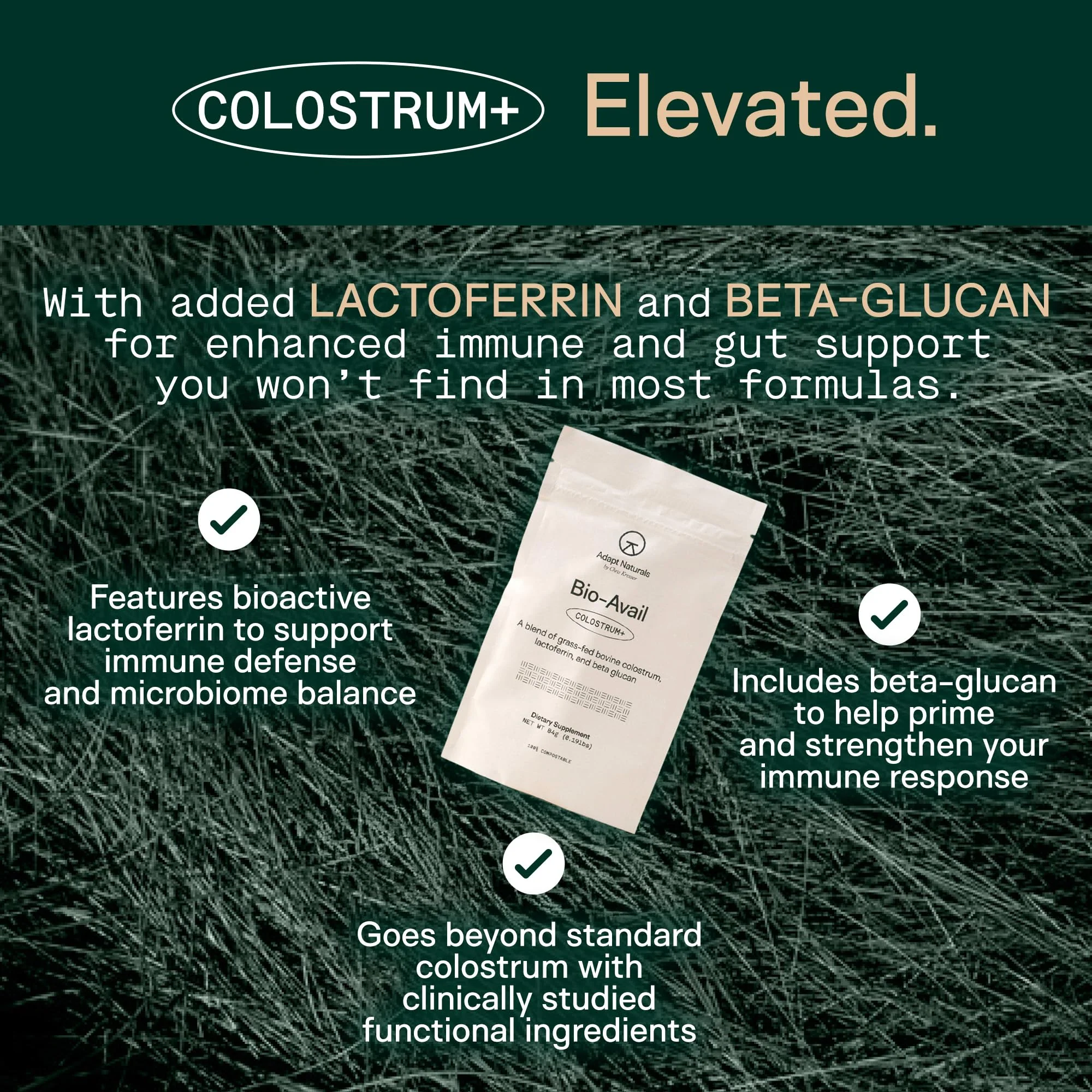 Adapt Naturals Colostrum Supplement with Lactoferrin & Beta-Glucan, Bio-Avail Grass Fed Bovine Colostrum Powder for Gut Health, Immune Support & Vitality | Non-GMO, 2500mg, Unflavored - 30 Days Supply - Image 3