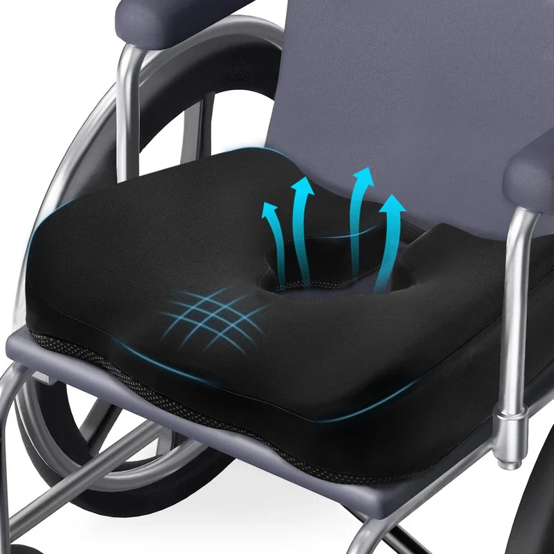 Adjustable Wheelchair Cushions for Tailbone Pain Relief Cushion, Pressure Relief Wheelchair Cushion, Donut Pillow for Hemorrhoids, Bedsores, Prostate, Tail Vertebrae,Sedentary Wheelchair (Black)