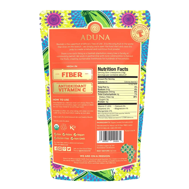Aduna Non-Heating baobabusu-pa-huru-tupauda- (Baobab Fruit Pulp Powder) , , , - Image 6