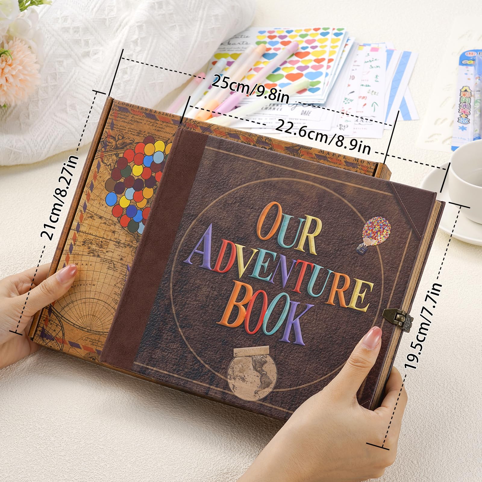Adventure Book Scrapbook Photo Album,Retro Style Embossed Letter Cover Travel Diary Journal Scrap Book Kit For Couples,Memory Book For Anniversary Wedding,Christmas - Image 8