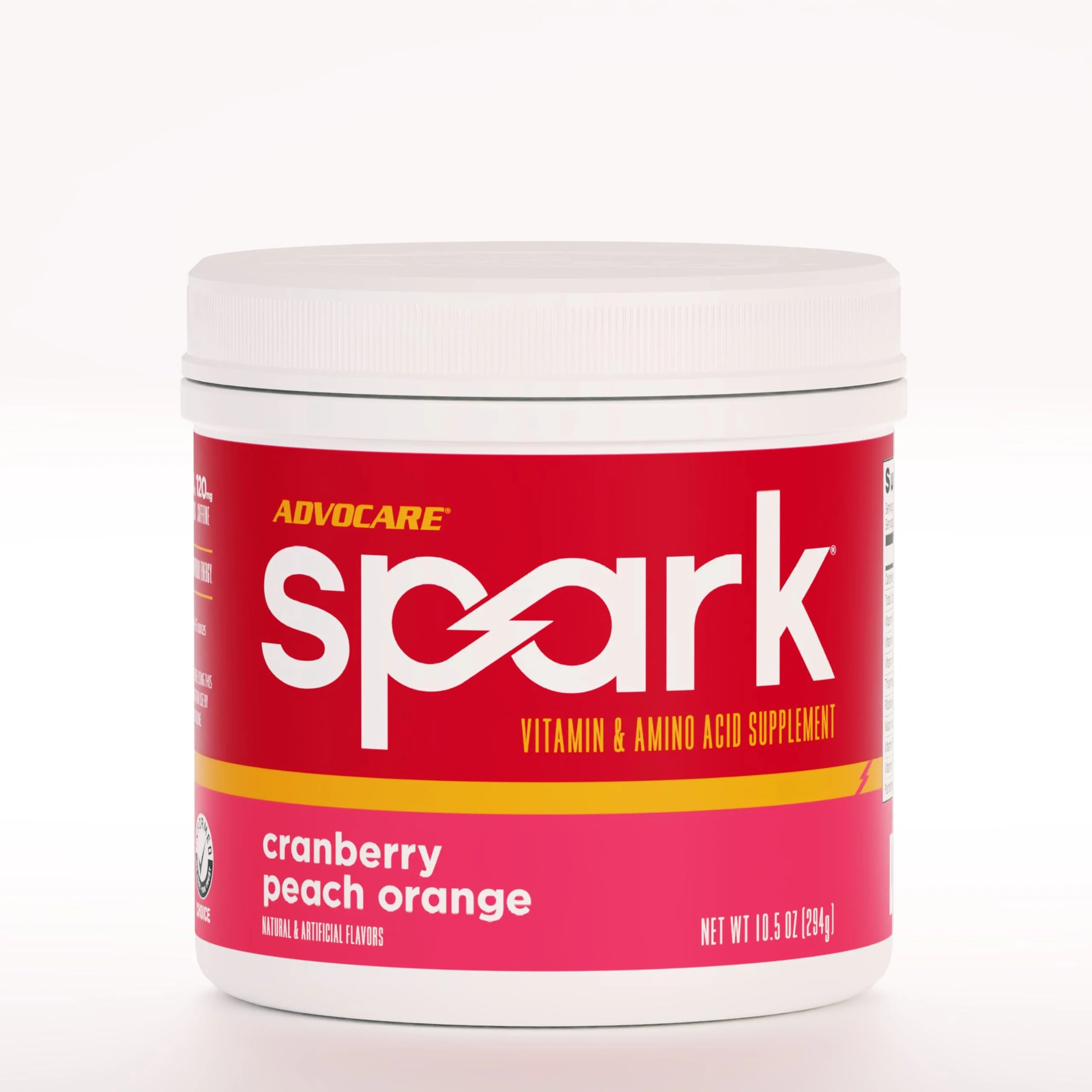 AdvoCare Spark Vitamin & Amino Acid Supplement - Focus & Energy Drink Powder Mix with Vitamin A, B-6, C & E - Also Includes L-Carnitine & L-Tyrosine - Cranberry Peach Orange - 10.5 oz