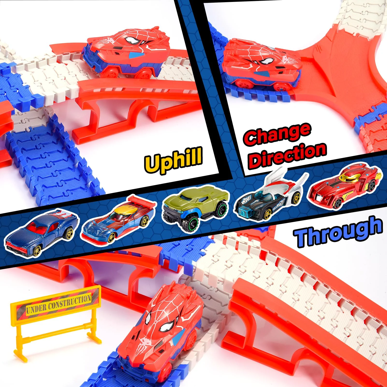 Aetyni Spider Toys for Boys 3-4: 251 PCS Spider Race Track with 5 Alloy Cars Toys for 3 4 5 6 Year Old Boys Car Tracks for Kids Toddler Boy Age 3-5 4-6 6-8 Christmas Birthday Gifts - Image 5