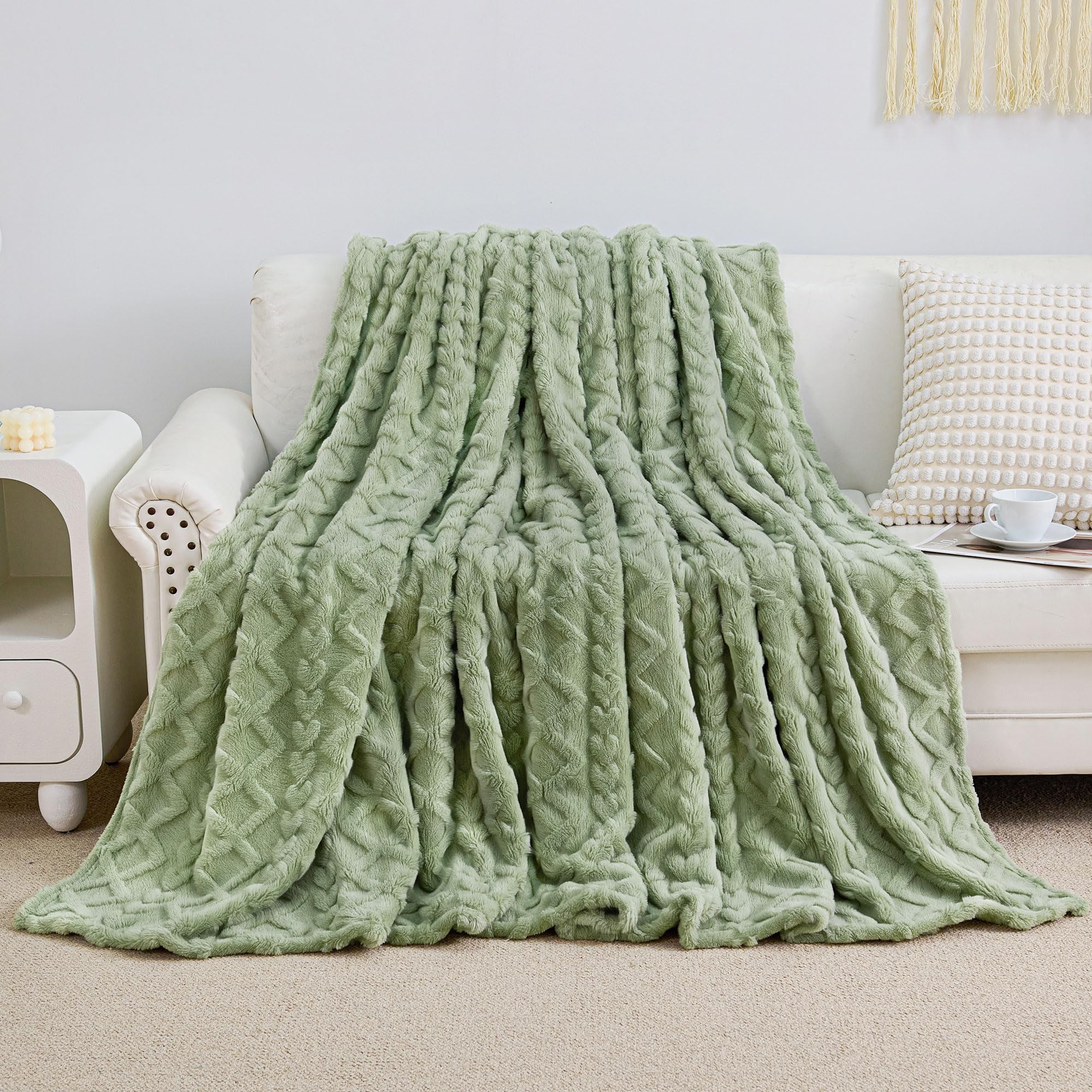 Aganear Fleece Throw Blanket - Cozy Soft Lightweight Fuzzy Throw Blanket for Women Portable Throw Blankets for Couch, Warm Present for Birthday, Christmas, Halloween, Housewarming(50"x60", Sage Green) - Image 6