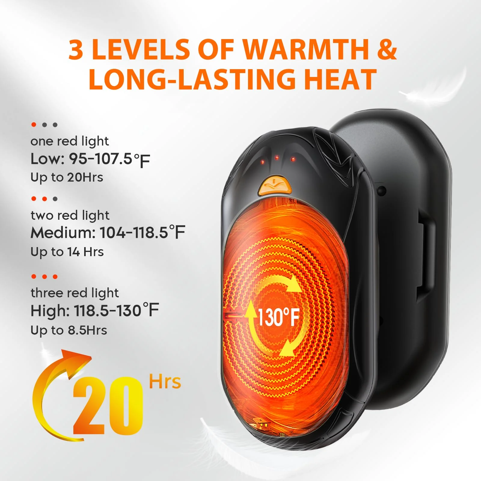 AI Hand Warmers Rechargeable 2 Pack, 20Hrs Long Safe Heat, AI Smart Chips Electric Hand Warmers, Portable Pocket Heater, Gifts for Christmas, Outdoor, Golf, Hunting, Camping Accessories - Image 4