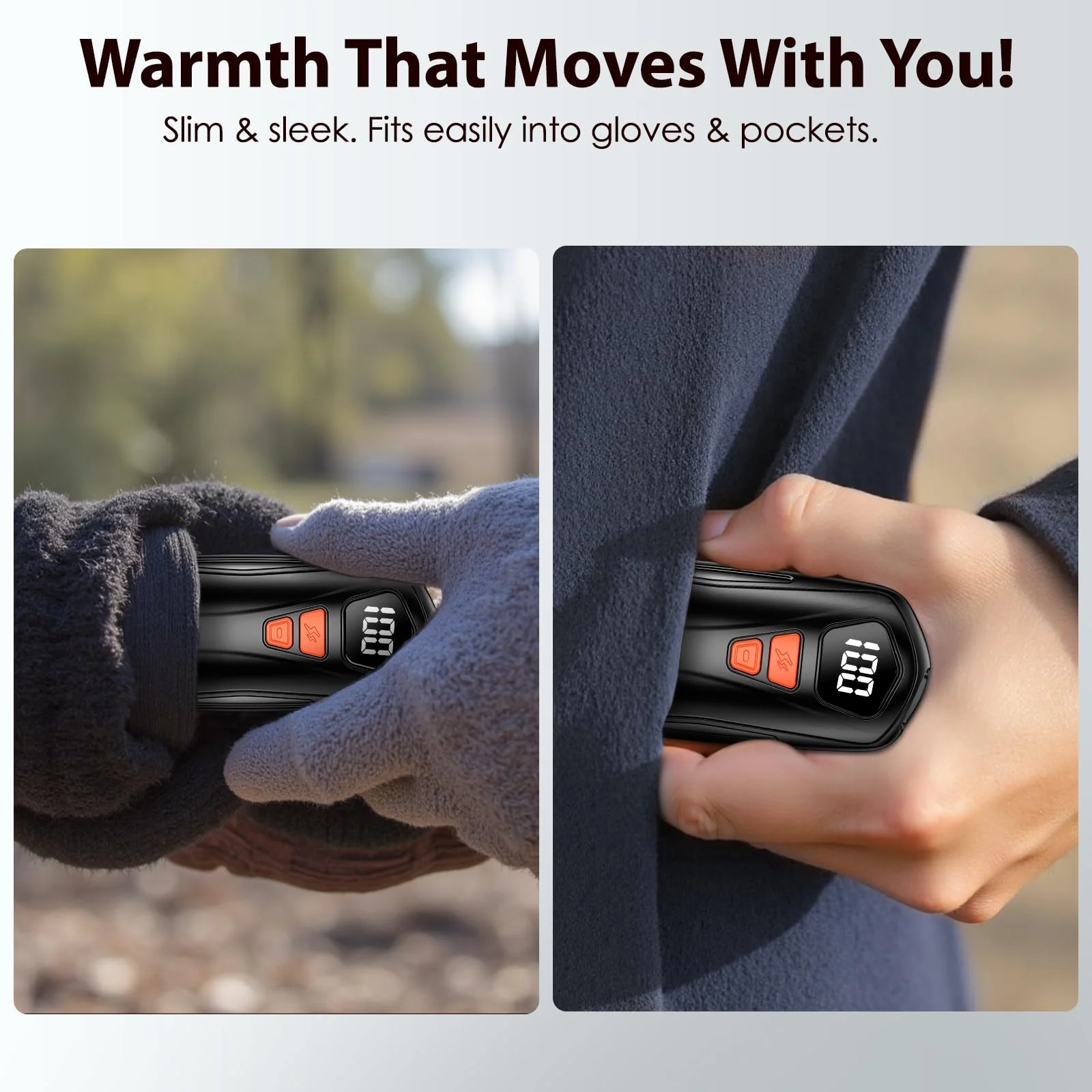 AI Hand Warmers Rechargeable 2 Pack, AI Smart Chips Electric Hand Warmers, Long Lasting Safe Heat, Portable Pocket Heater, Gifts for Christmas, Outdoor, Golf, Hunting, Camping Accessories -Black - Image 2