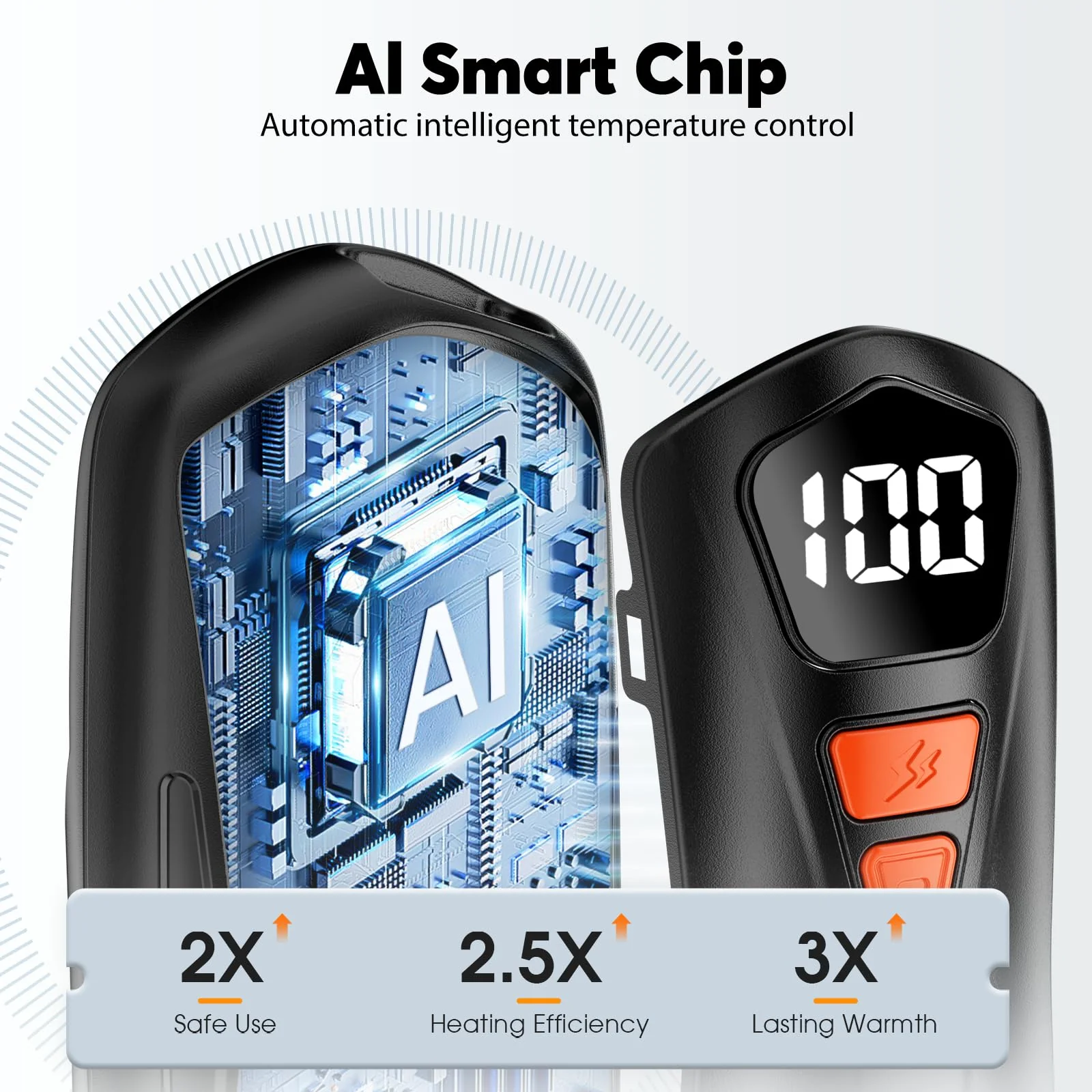 AI Hand Warmers Rechargeable 2 Pack, AI Smart Chips Electric Hand Warmers, Long Lasting Safe Heat, Portable Pocket Heater, Gifts for Christmas, Outdoor, Golf, Hunting, Camping Accessories -Black - Image 7