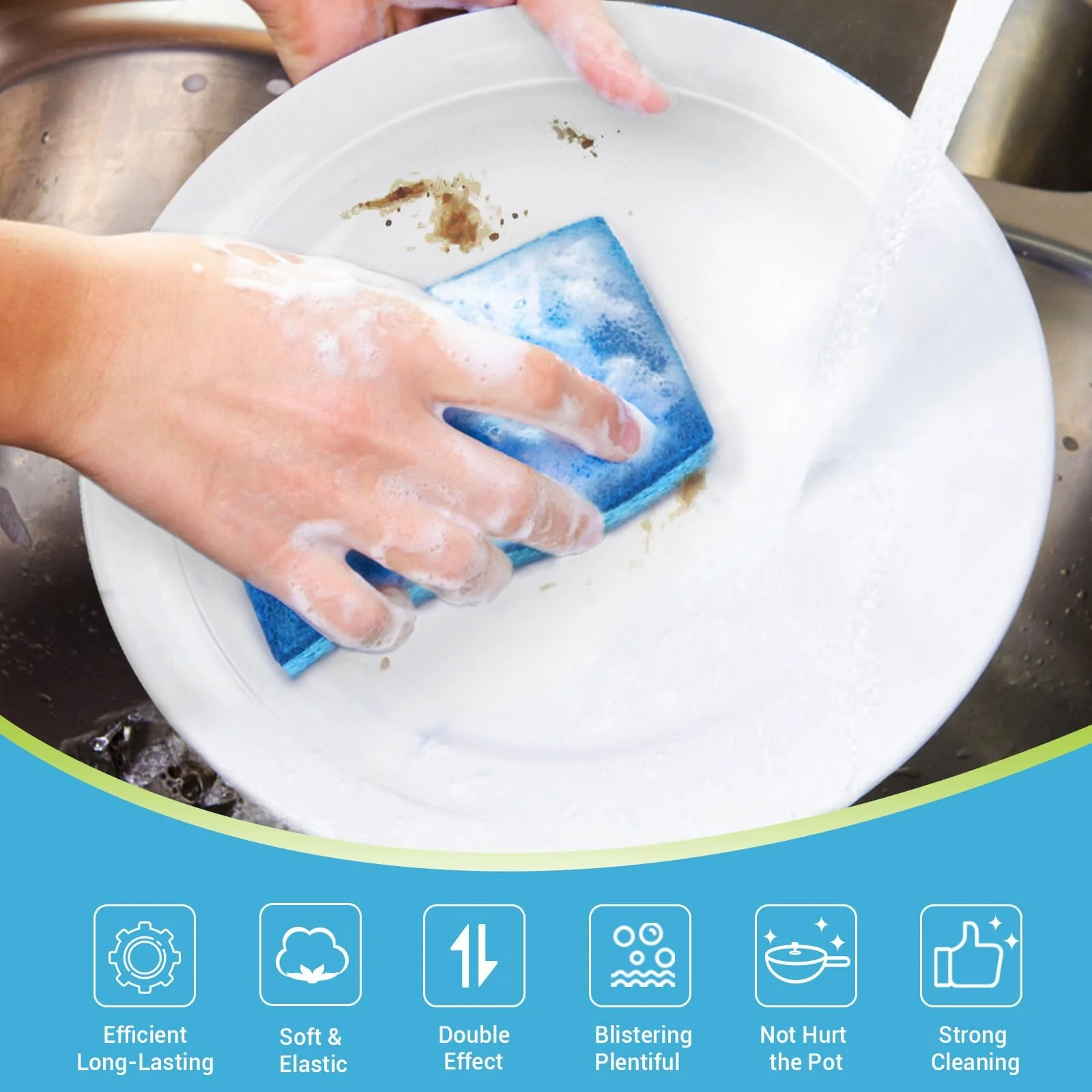 AIDEA Non-Scratch Scrub Sponge, 48Count, Sponges for Dishes, Sponges Kitchen, Cleaning Sponge, Cleans Fast Without Scratching, Stands Up to Stuck-on Grime, Cleaning Power for Everyday Jobs - Image 7