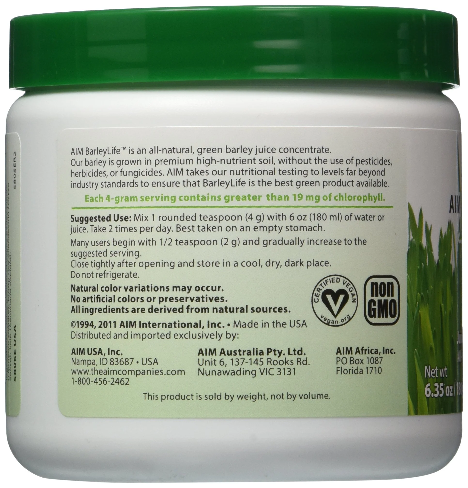 AIM BarleyLife Traditional 6.35 oz/180g Powder - Image 4
