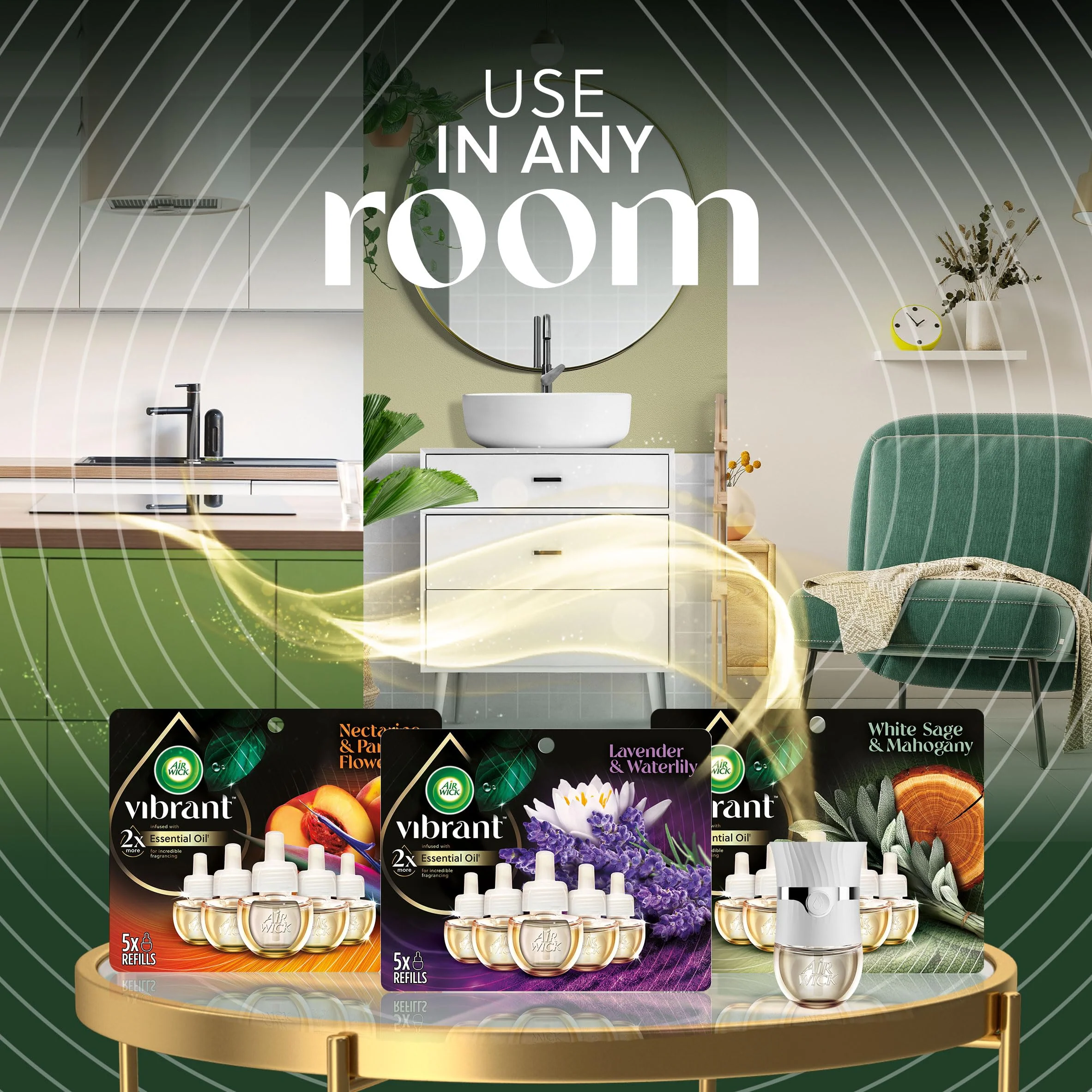 Air Wick Plug In Scented Oil Refills, Eucalyptus + Berries, Air Fresheners for Home Long Lasting, Room Fresheners,Air Freshener Plug In, Essential Oils, Home Essentials for Small&Large Spaces,5 ct - Image 2