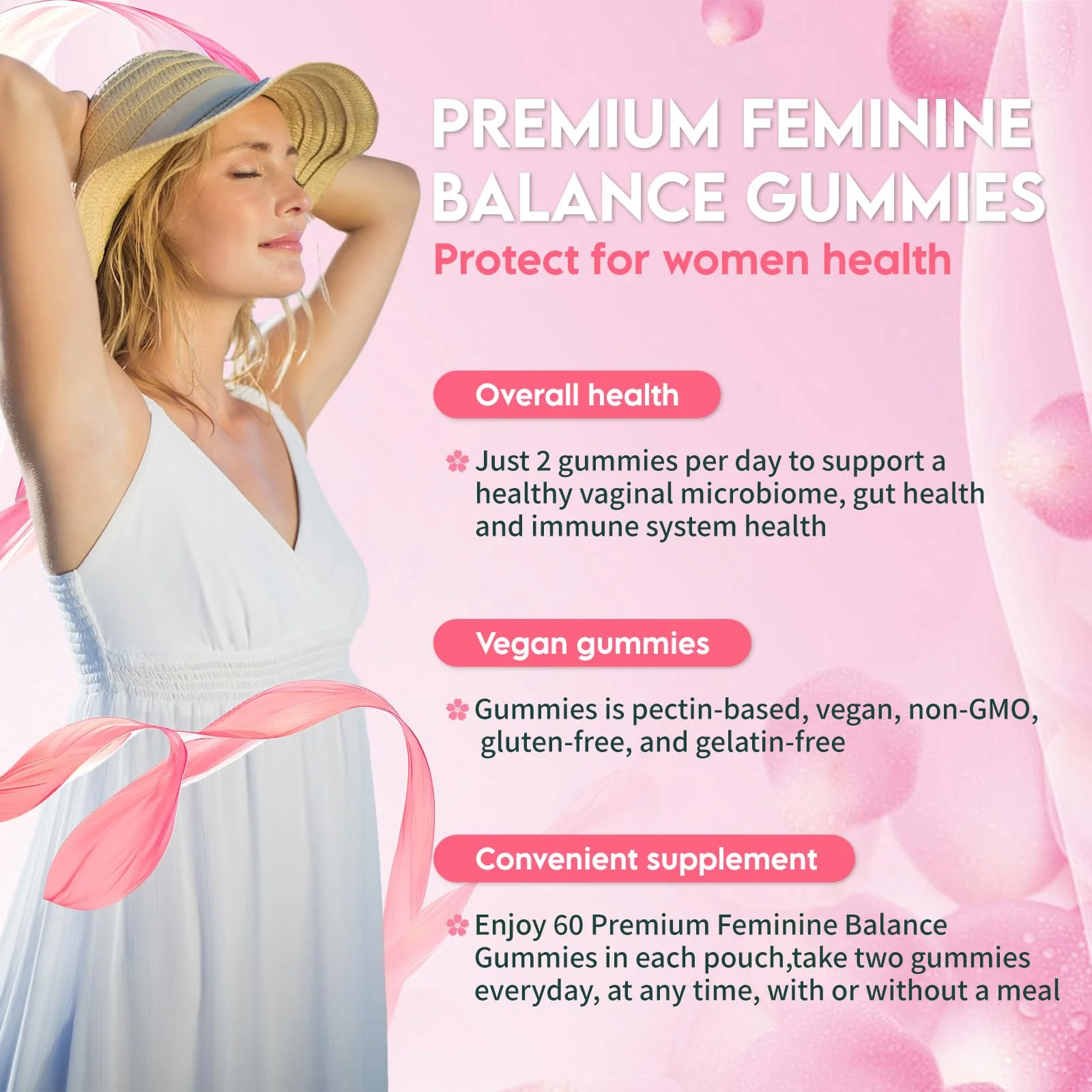 Airboy Feminine Balance Gummies - Pineapple Gummies for Women PH - Feminine Probiotics Gummy - Immune Support, Vaginal Flora Balance - 60 Gummies - Image 3