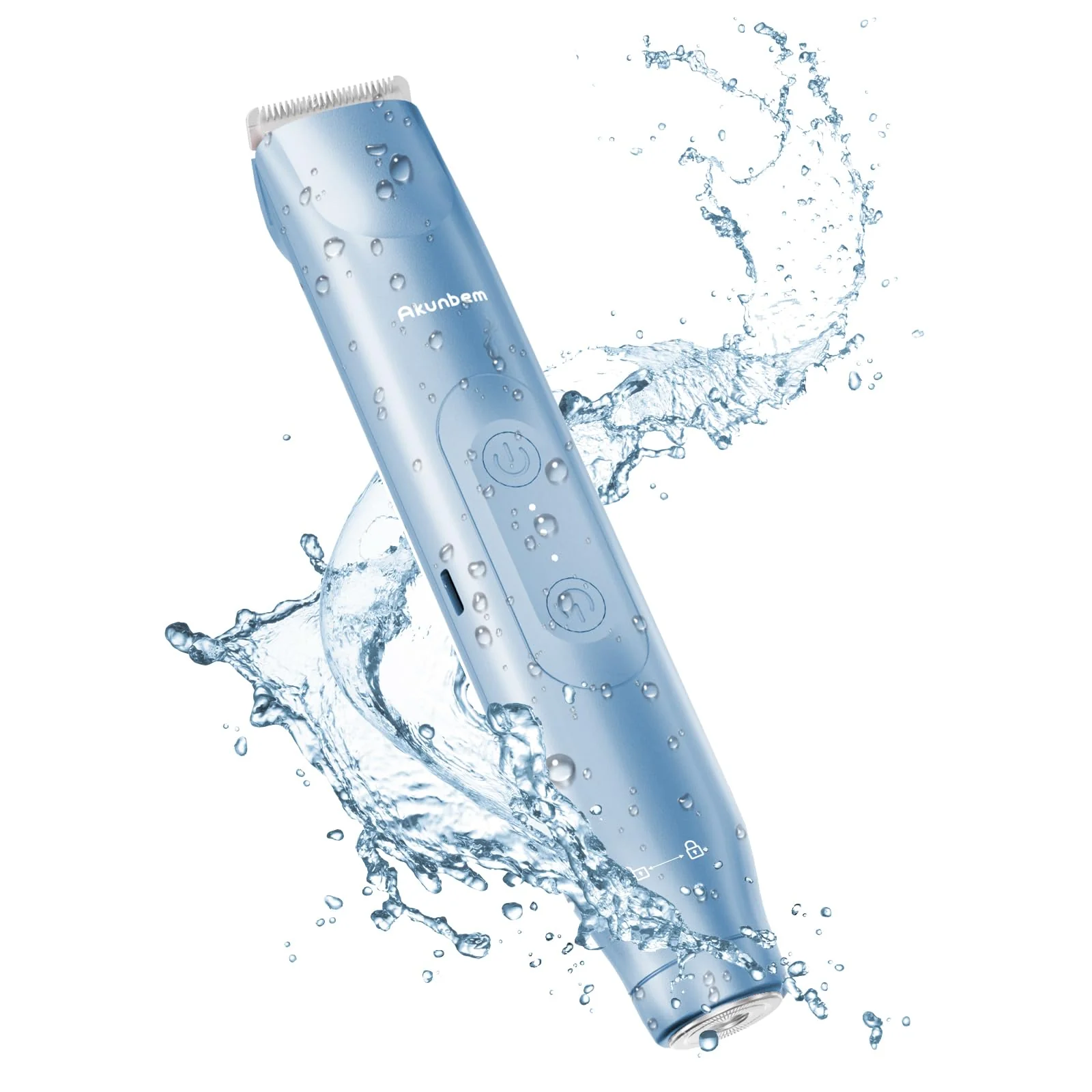 Akunbem 2 in 1 Women Electric Shaver Dual Head Bikini Trimmer for Women IPX7 Waterproof Wet & Dry Use Body Hair Trimmer and Facial Hair Remover for Bikini Underarm Leg Arm Body Face, Blue - Image 2
