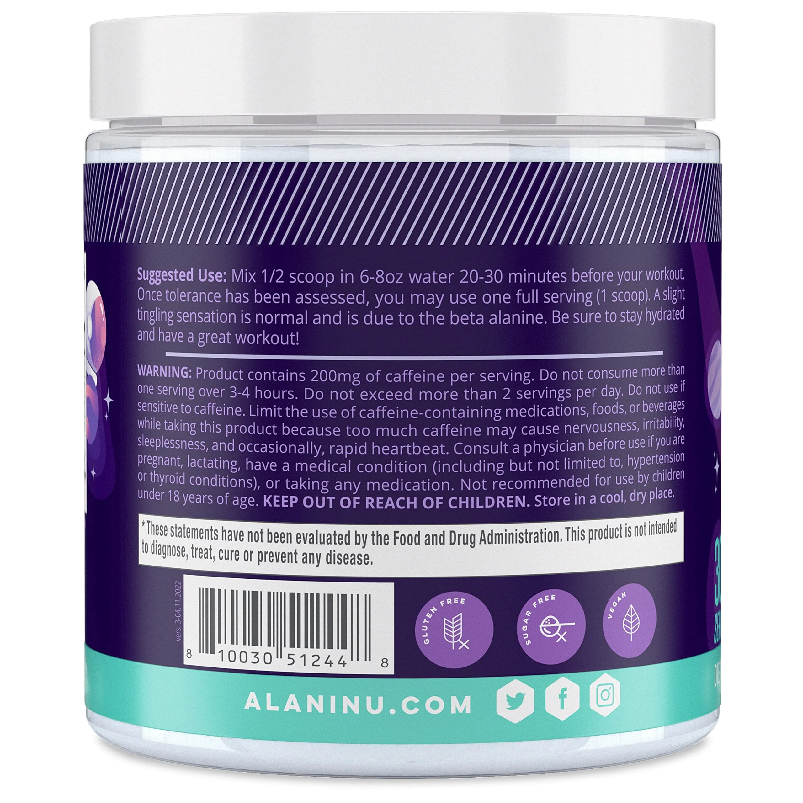 Alani Nu Pre Workout Powder Cosmic Stardust | Amino Energy Boost | Endurance Supplement | Sugar Free | 200mg Caffeine | L-Theanine, Beta-Alanine, Citrulline | 30 Servings - Image 6