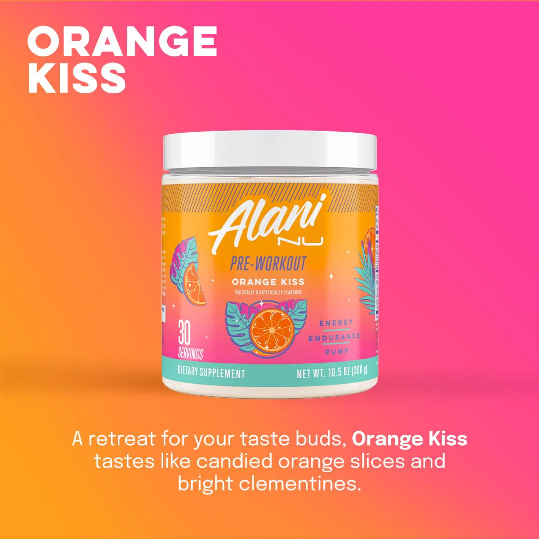 Alani Nu Pre Workout Powder Orange KISS, Amino Energy Boost, Endurance Supplement, Sugar Free, 200mg Caffeine, L-Theanine, Beta-Alanine, Citrulline, 30 Servings - Image 5