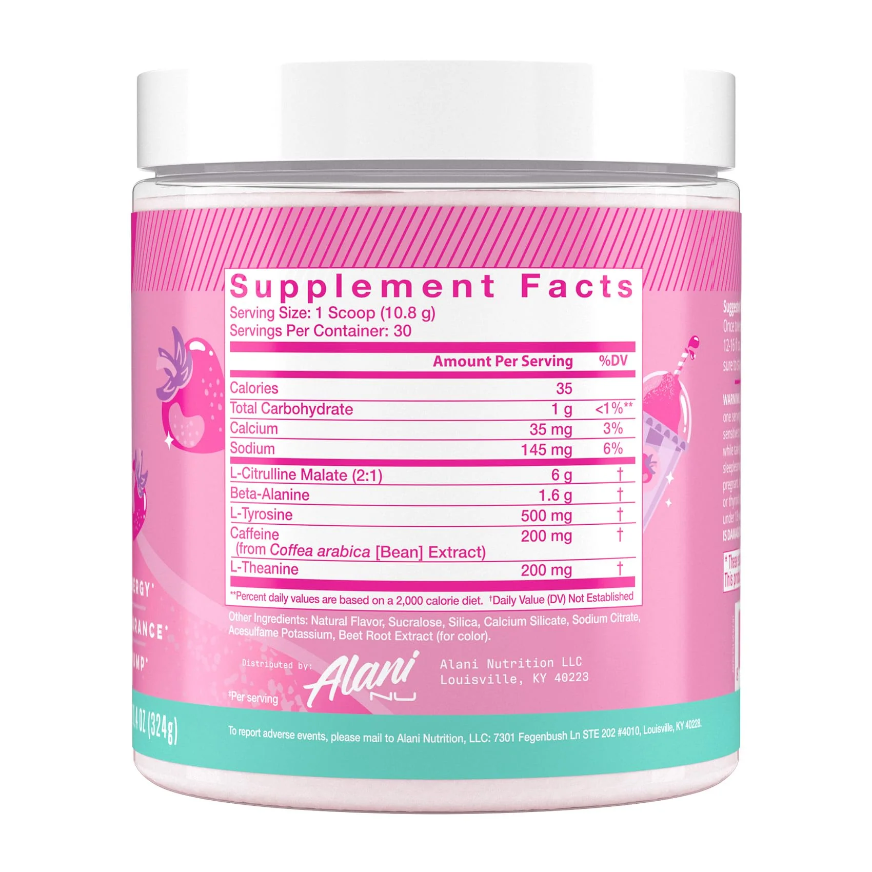 Alani Nu Pre Workout Powder Pink Slush, Amino Energy Boost, Endurance Supplement, Sugar Free, 200mg Caffeine, L-Theanine, Beta-Alanine, L-Citrulline, 30 Servings - Image 6