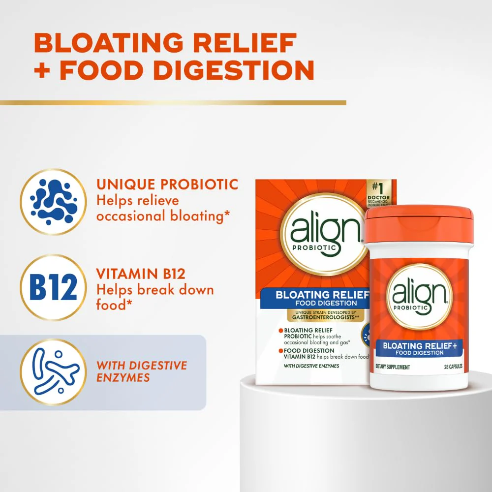 Align Probiotic Bloating Relief + Food Digestion, Probiotics for Women and Men, #1 Doctor Recommended Brand‡, Promotes Digestive Health and Helps Support the Metabolism of Food*, 28 Capsules - Image 9