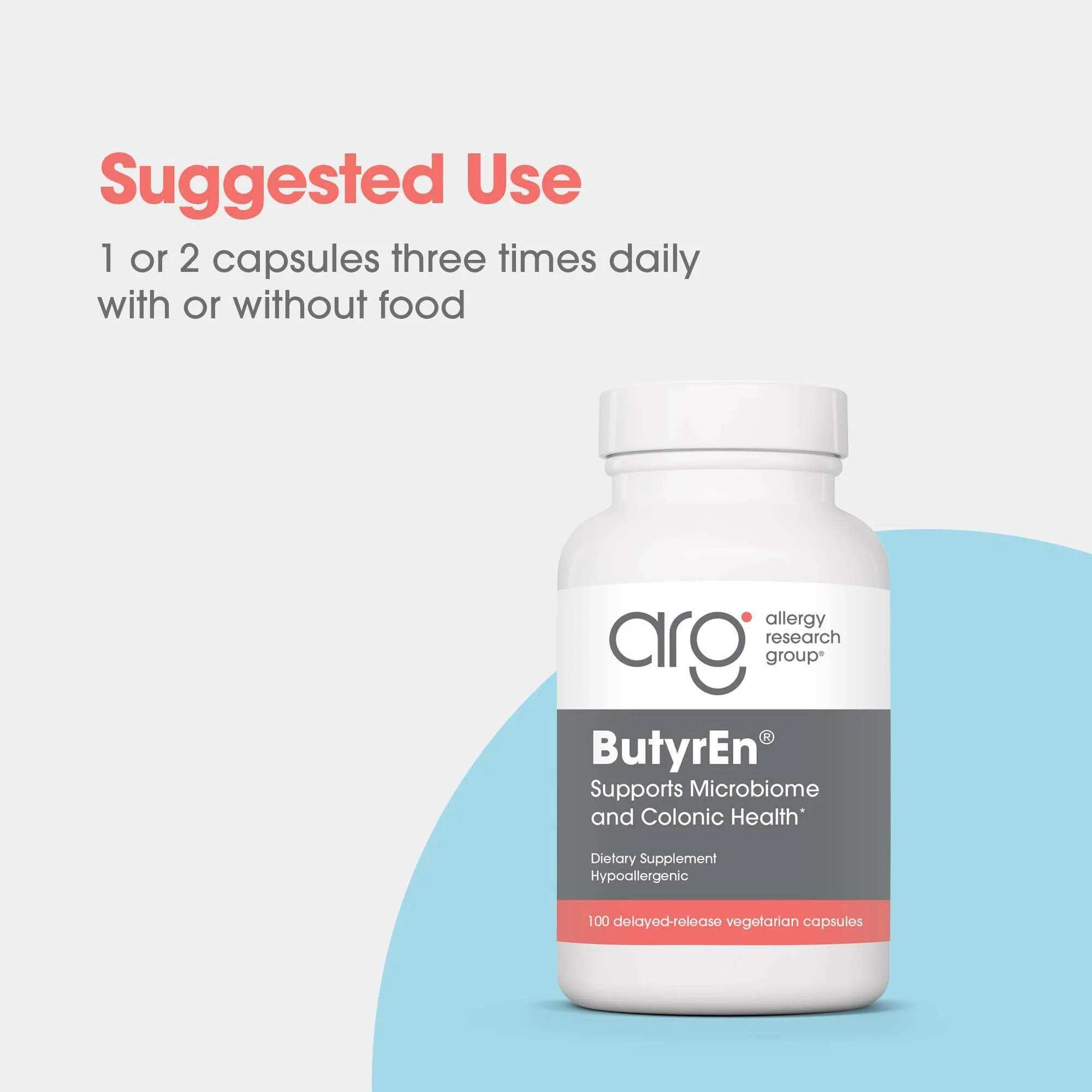 Allergy Research Group ButyrEn - Butyrate Gut Health Supplement for Women and Men, Colon and Digestive Support with Tributyrate Complex, Butyric Acid - 100 Delayed Release Vegetarian Capsules - Image 4