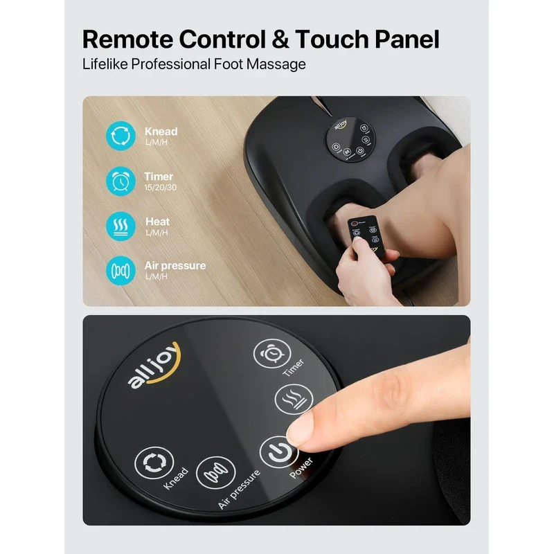 ALLJOY Foot Massager Machine with Heat, Shiatsu Foot Massager with Remote Control, Deep Kneading for Plantar Fasciitis Neuropathy, UP to Men Size 13, Gifts for Women Men - Image 3
