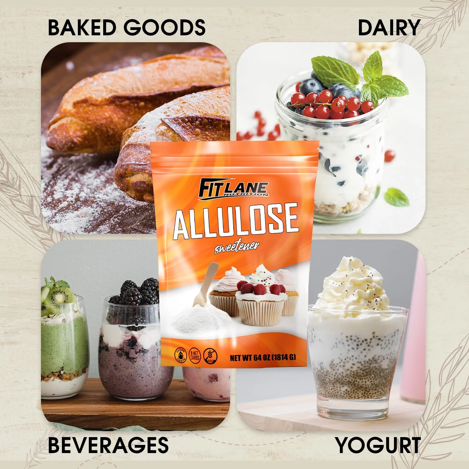 Allulose Sweetener 4 lbs - Pure Low Calorie Zero Net Carb Natural Keto Sugar Substitute With No Aftertaste - Perfect for Baking and Sweetening Your Favorite Foods - By Fit Lane Nutrition - Image 2