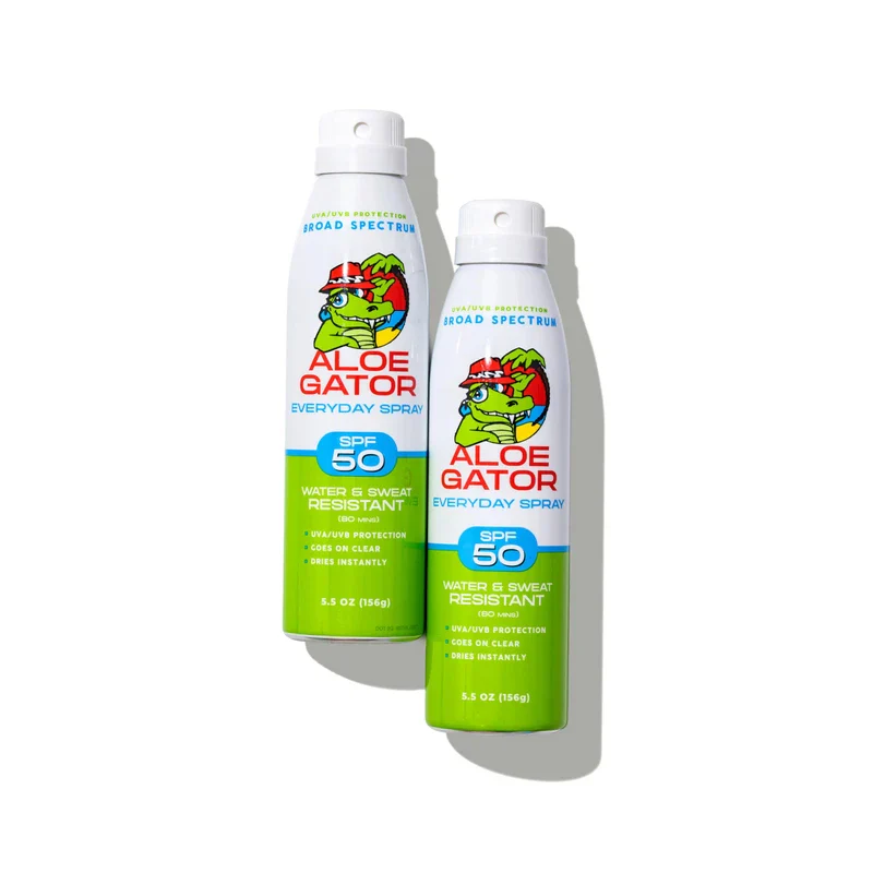 Aloe Gator Sunscreen Spray SPF 50, (2 pack), Broad Spectrum Protection