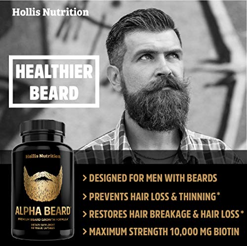 ALPHA BEARD Growth Vitamins | Biotin 10K MCG, OptiMSM®, goMCT®, BioPerine®, Collagen | Beard and Hair Growth Supplement for Men | Regrow Stronger, Thicker, Healthier Facial Hair - for All Hair Types - Image 6