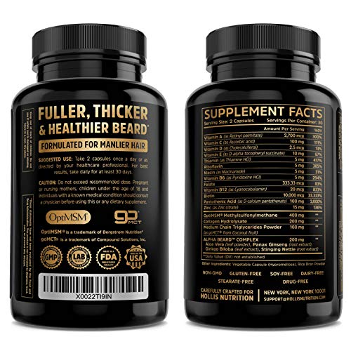 ALPHA BEARD Growth Vitamins | Biotin 10K MCG, OptiMSM®, goMCT®, BioPerine®, Collagen | Beard and Hair Growth Supplement for Men | Regrow Stronger, Thicker, Healthier Facial Hair - for All Hair Types - Image 7