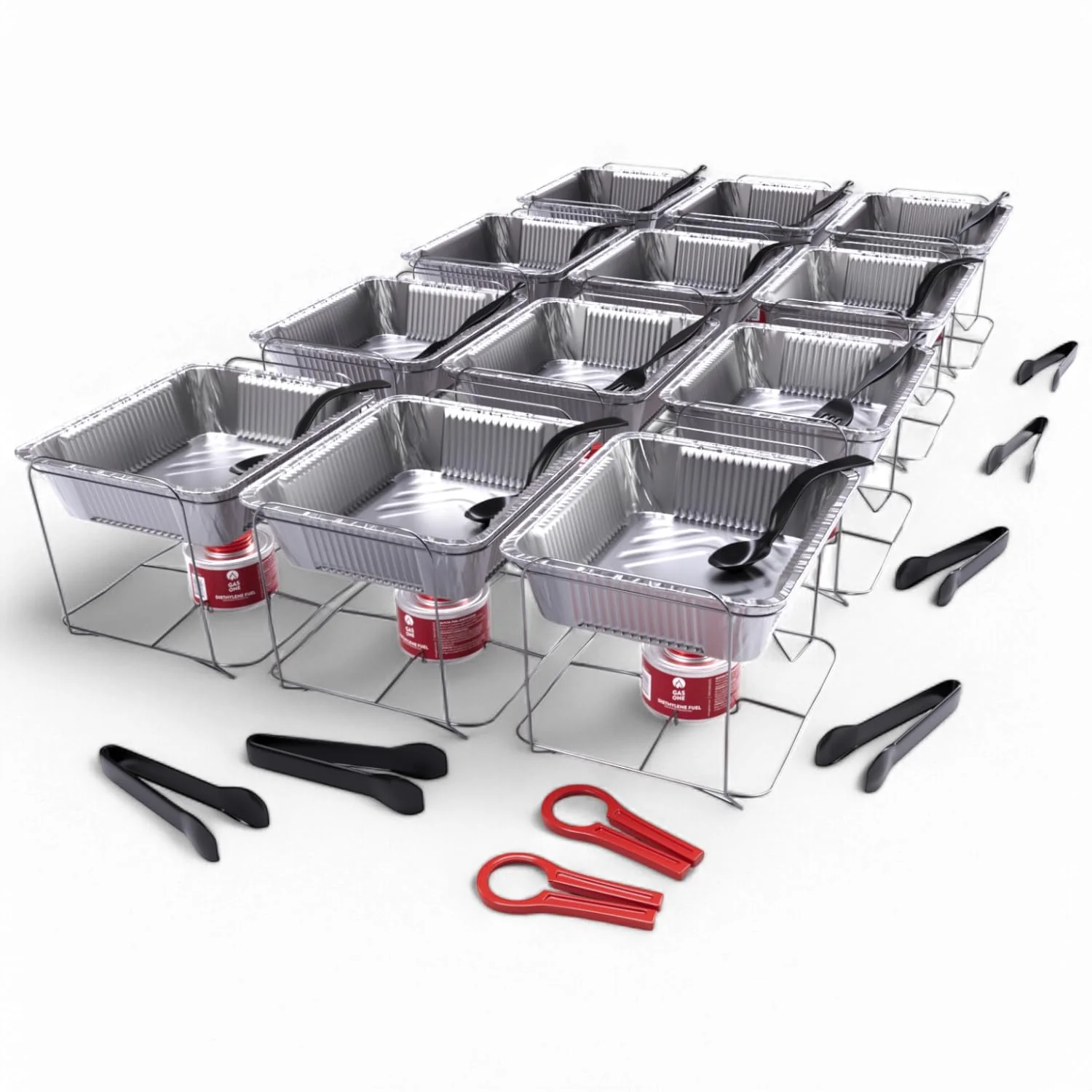Alpha Living 12 Pack - Disposable Chafing Dish Buffet Set, Welded Body Food Warmers for Parties, 2hr Fuel Cans Complete Set, Half Size Pans, Warming Trays - Image 6