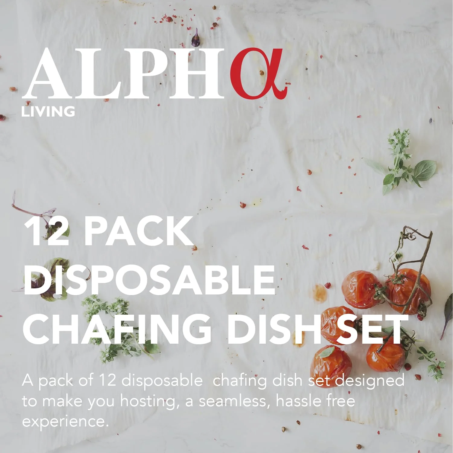 Alpha Living 12 Pack - Disposable Chafing Dish Buffet Set, Welded Body Food Warmers for Parties, 2hr Fuel Cans Complete Set, Half Size Pans, Warming Trays - Image 7