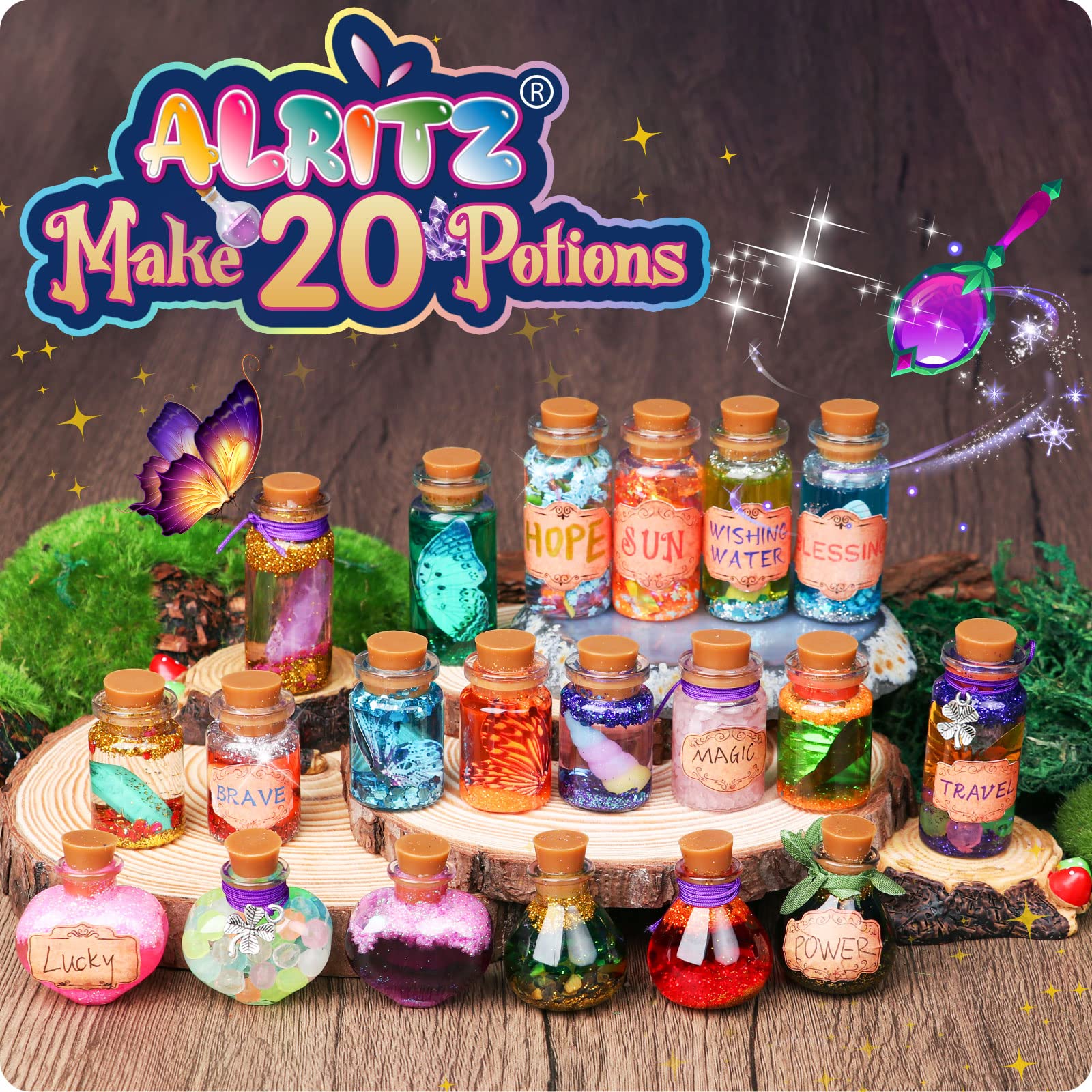 Alritz Fairy Potions Kit, Magic Mix Kit 20 Bottles, Christmas Gifts Decorations Ornaments Garden Crafts Birthday Gifts Toys for Girls and Boys 6 7 8 9 10 11 12+Years Old Families Party Indoor Outdoor - Image 8