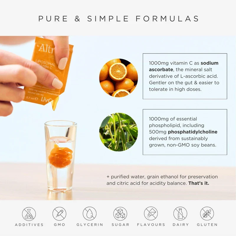 Altrient Altrient Liposomal Vitamin C | 1000 mg High Absorption Liquid Sachets | 30 Servings | Suitable For Vegans - Image 3