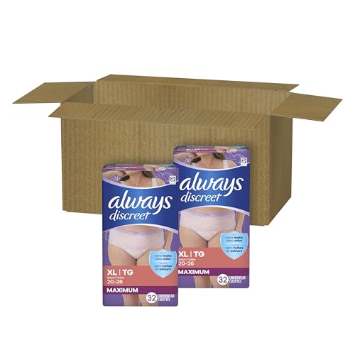 Always Discreet Adult Incontinence Underwear for Women and Postpartum Underwear, Extra Large, Up to 100% Bladder Leak Protection, 64 Count (2 Packs of 32) - Image 3