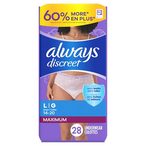 Always Discreet Adult Incontinence Underwear for Women and Postpartum Underwear, L, Up to 100% Bladder Leak Protection, 28 Count (Packaging May Vary) - Image 3