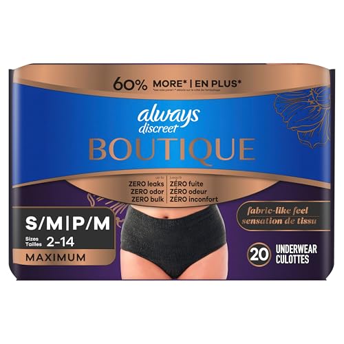 Always Discreet Boutique Incontinence and Postpartum Underwear for Women, Maximum Protection, Small/Medium, Black, 20 Count - Image 4