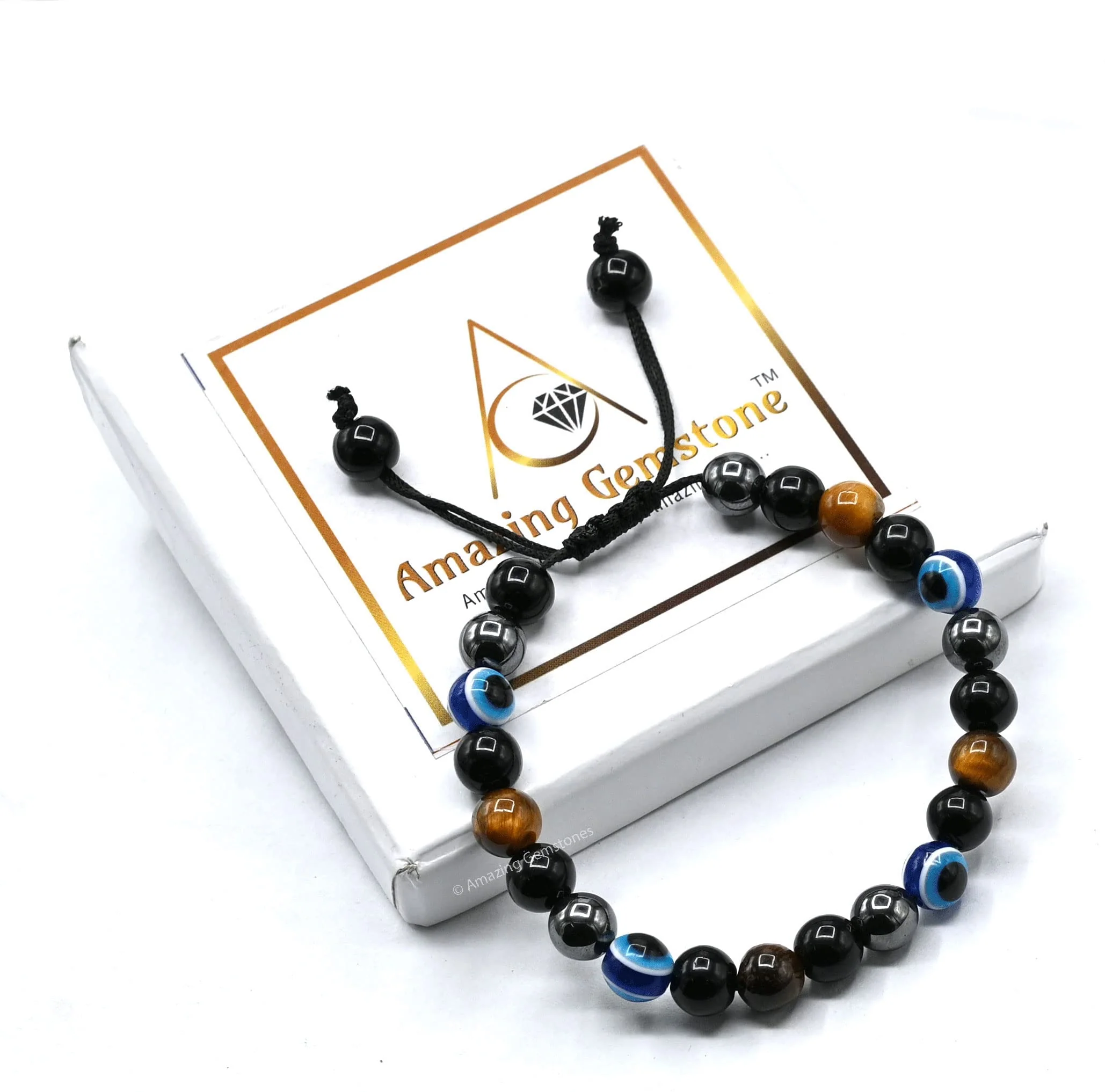 Amazing Gemstone Evil Eye Bracelets for Men Women - Ultimate Protection - Black Obsidian, Tigers Eye and Hematite - Healing Bracelets Gifts for Mom Mothers Day Pulseras Para Hombres Mujer - Image 2