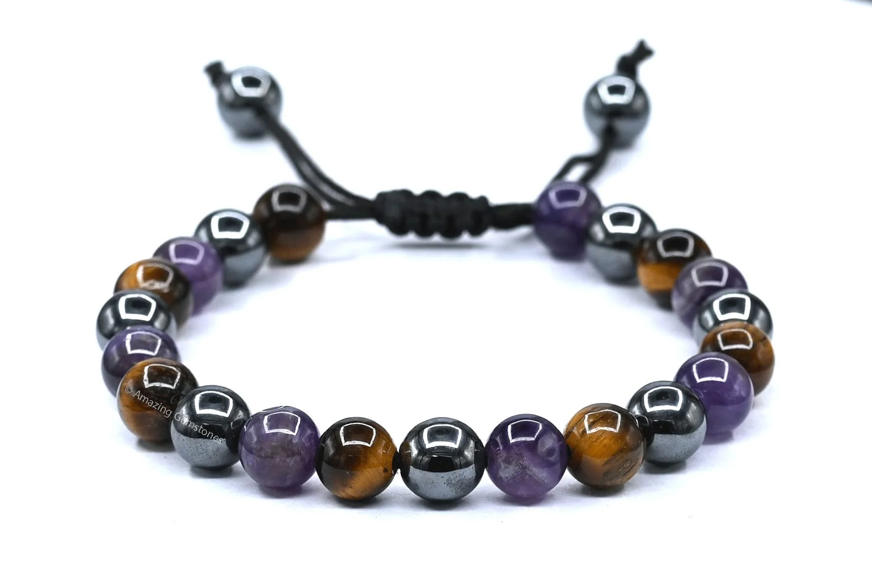 Amazing Gemstone Quit Smoking Cessation Quit Vaping Aid Bracelet - Hematite Tiger Eye Amethyst Bracelet Set for Men Women Healing Calming Anxiety Stress Relief Gifts Pulseras Para Hombres Mujer - Image 6