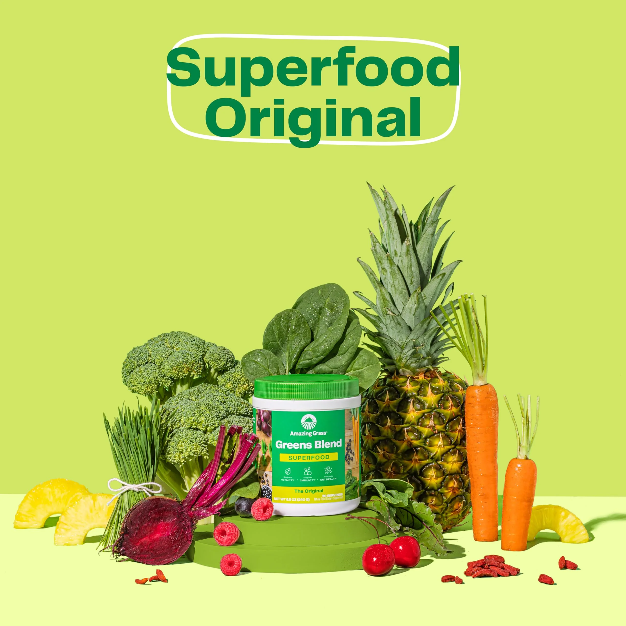 Amazing Grass Greens Blend Superfood: Greens Powder Mix for Energy, with Organic Spirulina, Chlorella, Beet Root Powder, Digestive Enzymes & Probiotics, Original, 30 Servings (Packaging May Vary) - Image 6