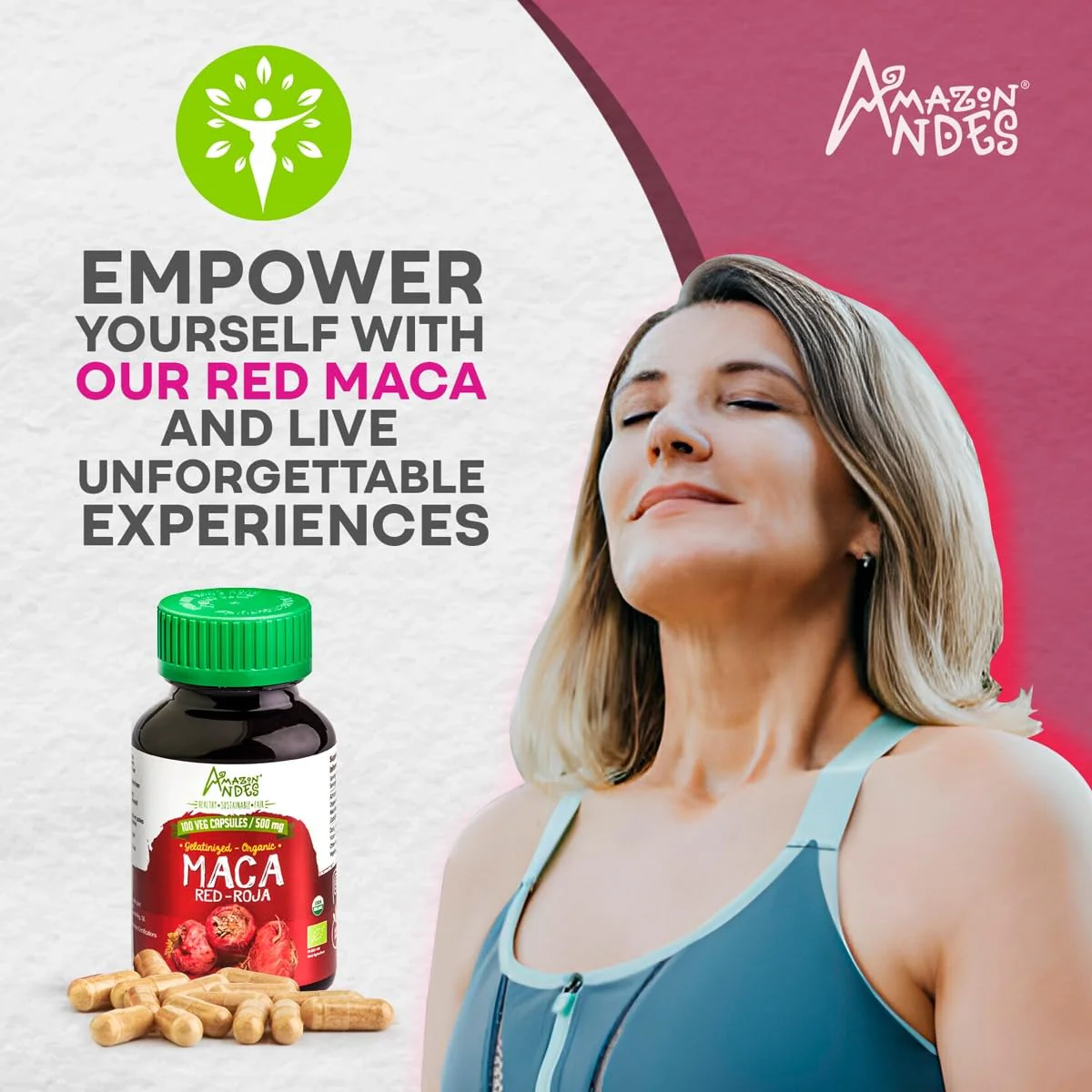 Amazon Andes Red maca Root Capsules - Female Health Supplement - Natural Energizer - USDA NOP Certified - Genitalized, Non GMO & Gluten Free - 100 Vegan Pills (1500mg per Serving) - Made in Peru - Image 7