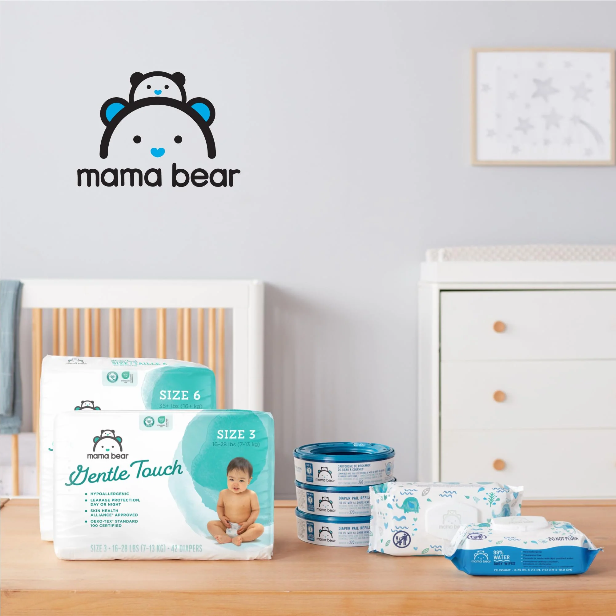 Amazon Brand - Mama Bear Gentle Touch Diapers, Hypoallergenic, Size 4, 148 Count, 4 Packs of 37, White - Image 23